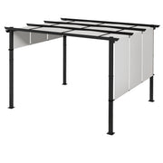 10' x 12' Metal Pergola with Retractable Canopy - Light Grey-DECOROLALA