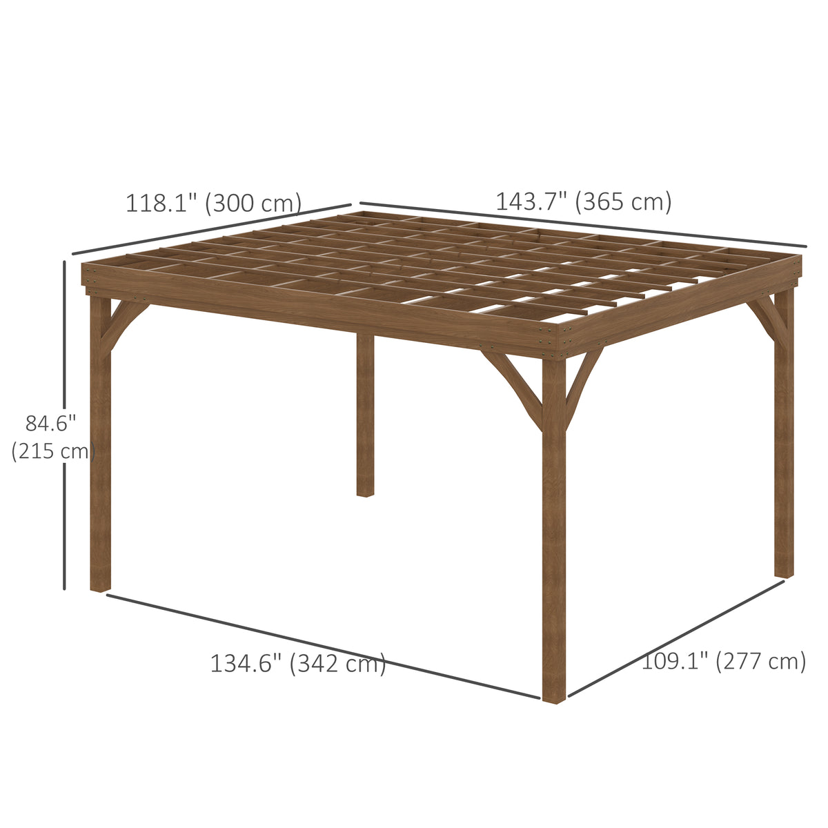 10' x 12' Wood Pergola - Brown Fir Wood Garden Gazebo-Pergolas-DECOROLALA