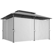 10' x 13' Double Roof Patio Gazebo with Curtains - Dark Grey-DECOROLALA