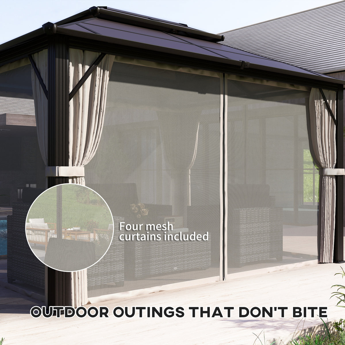 10' x 13' Hardtop Gazebo - Aluminum Frame Beige Canopy-Gazebos-DECOROLALA