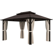 10' x 13' Hardtop Gazebo - Aluminum Frame Beige Canopy-Gazebos-DECOROLALA