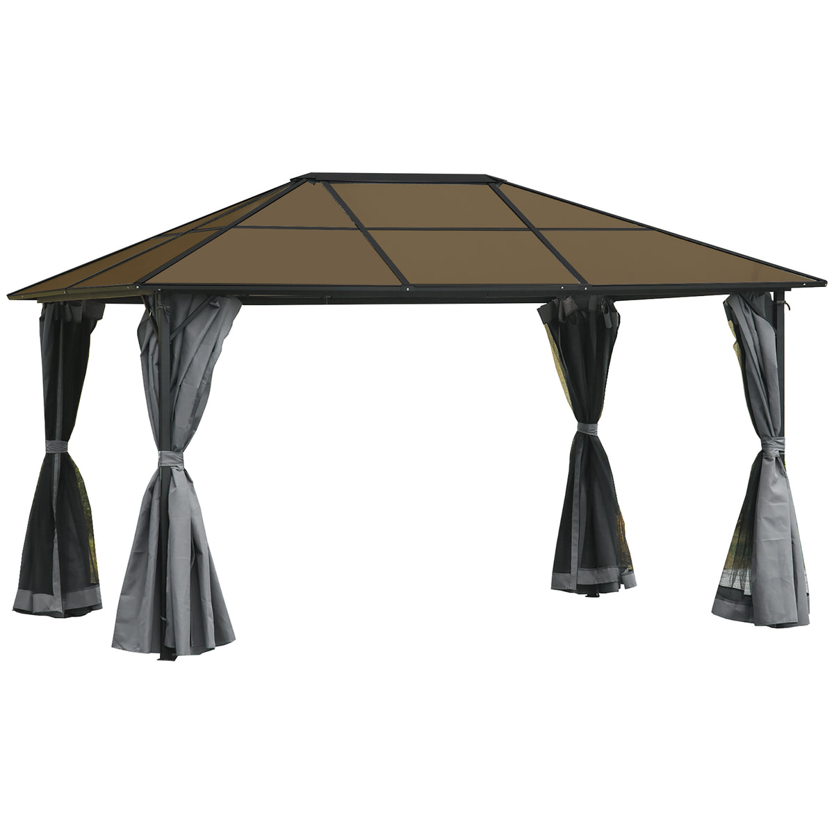 10' x 13' Hardtop Gazebo Aluminum Frame Grey-Gazebos-DECOROLALA