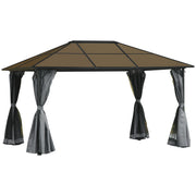 10' x 13' Hardtop Gazebo Aluminum Frame Grey-DECOROLALA