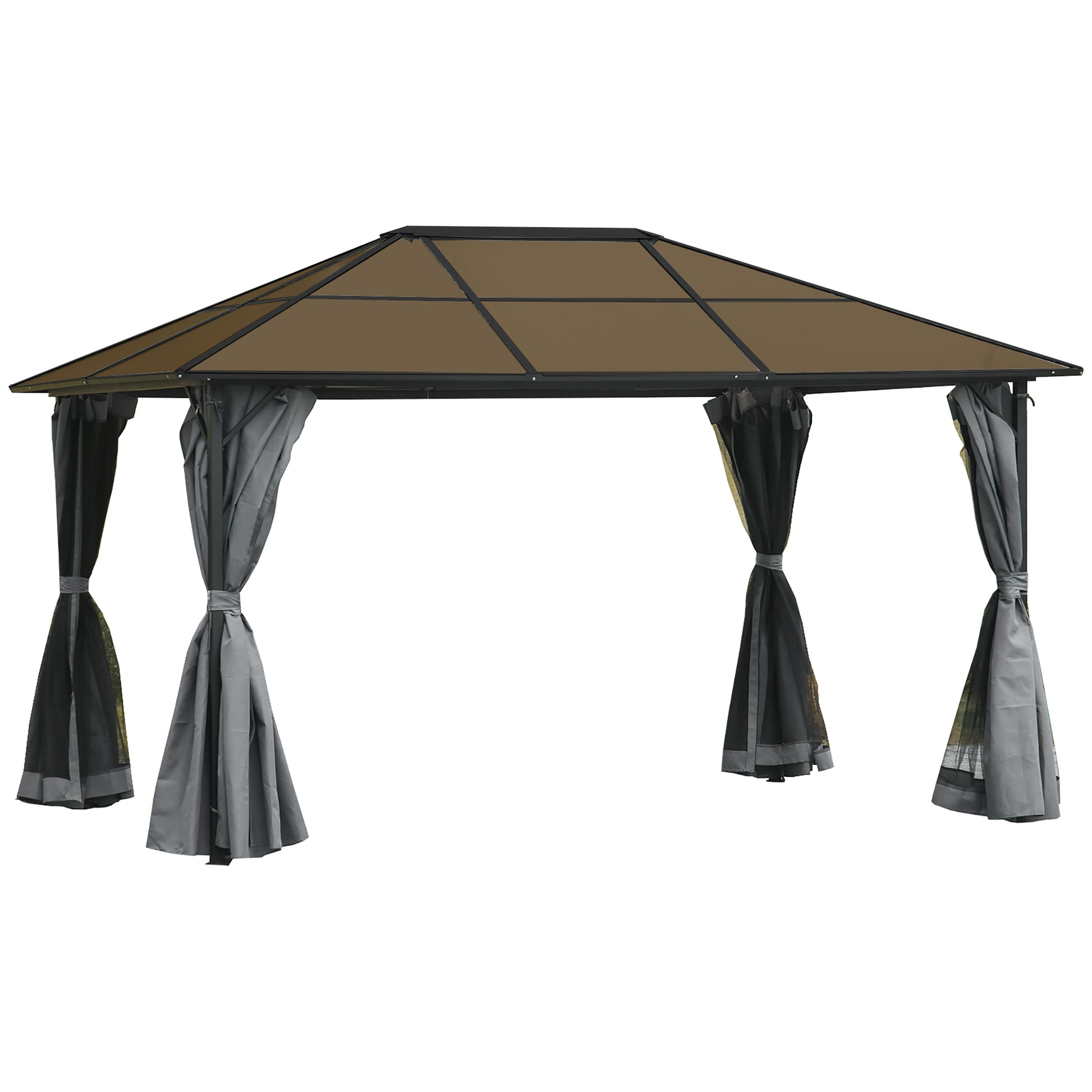 10' x 13' Hardtop Gazebo Aluminum Frame Grey-DECOROLALA