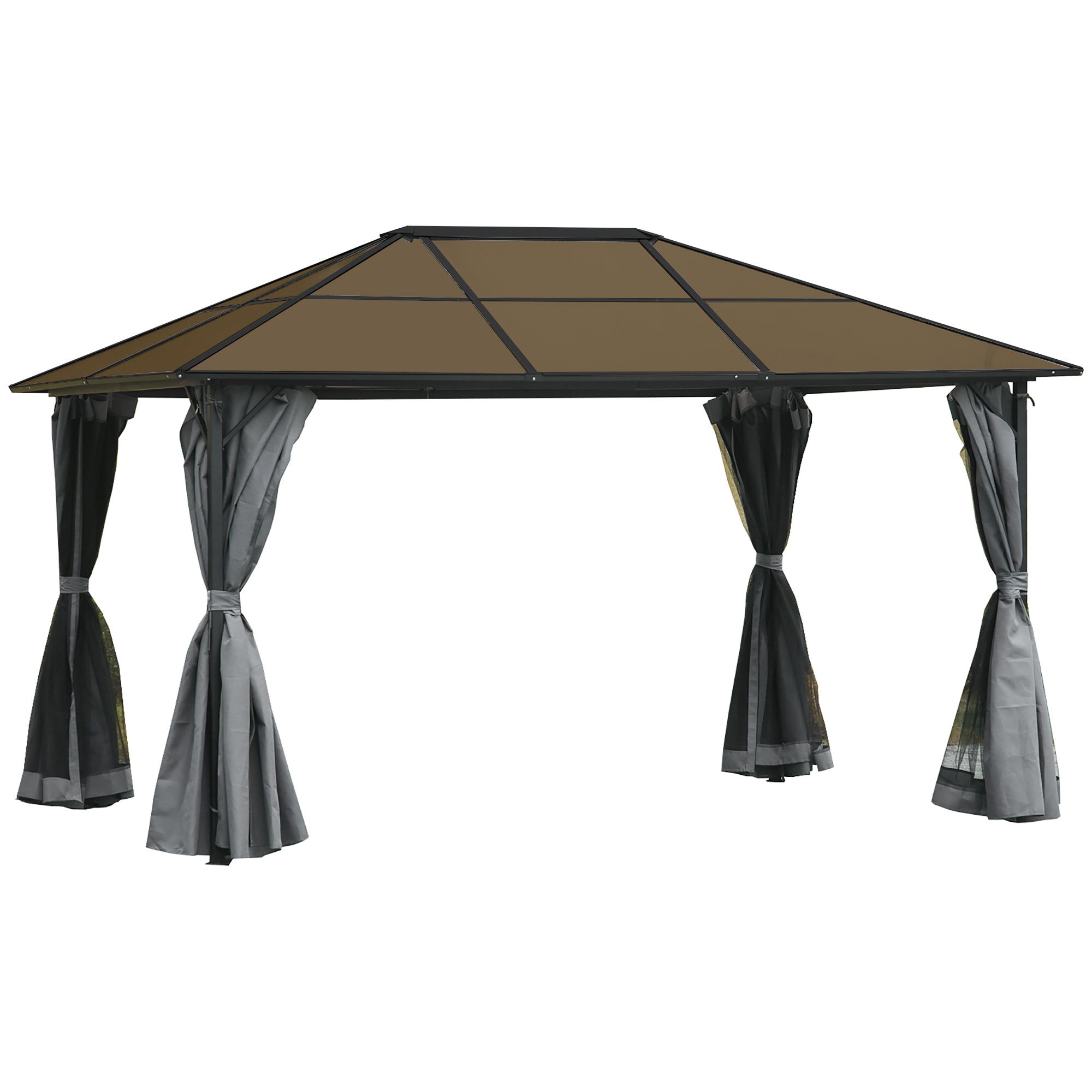 10' x 13' Hardtop Gazebo Aluminum Frame Grey-DECOROLALA