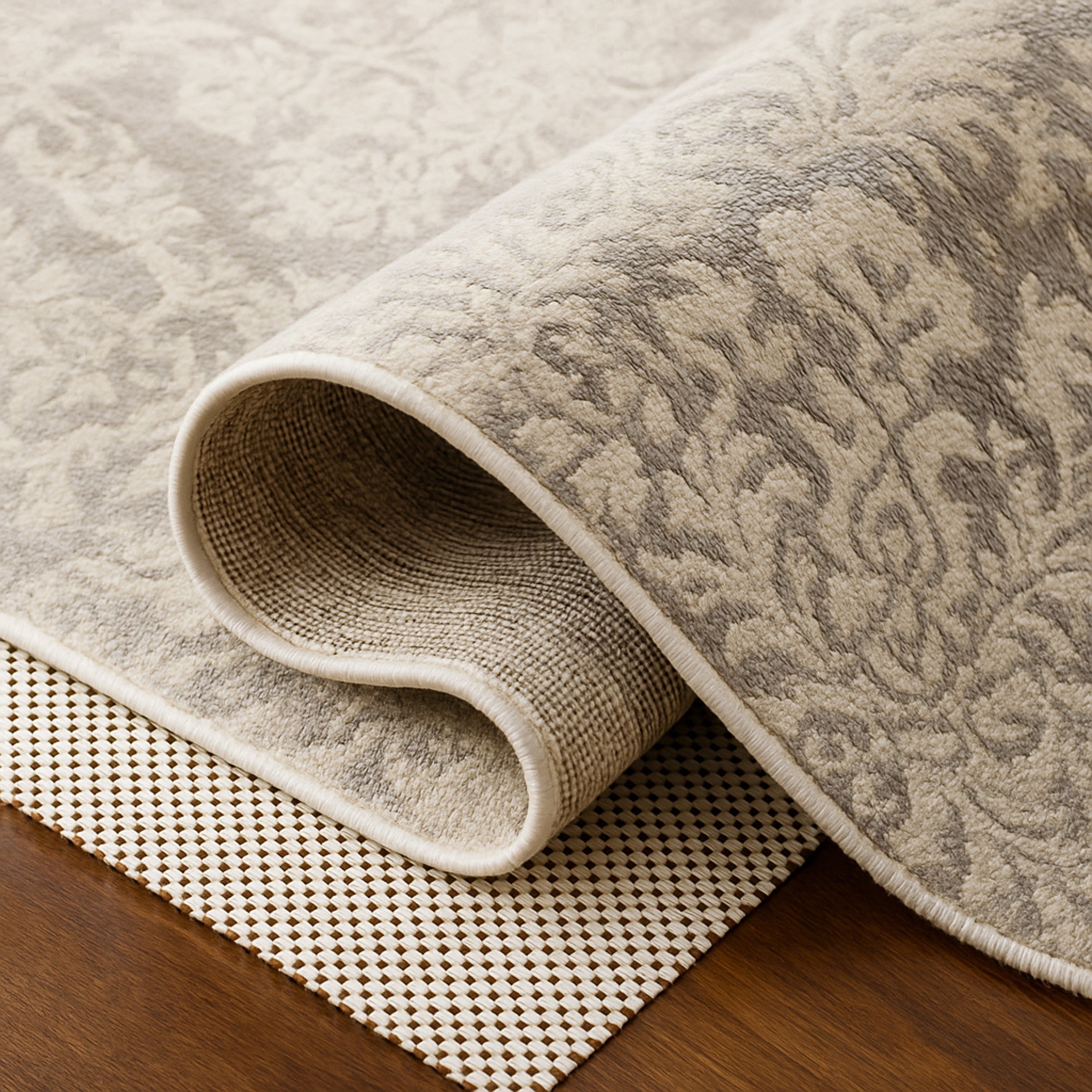 10' x 13' Ivory Striped Weave Non Slip Rug Pad-Rug Pads-DECOROLALA