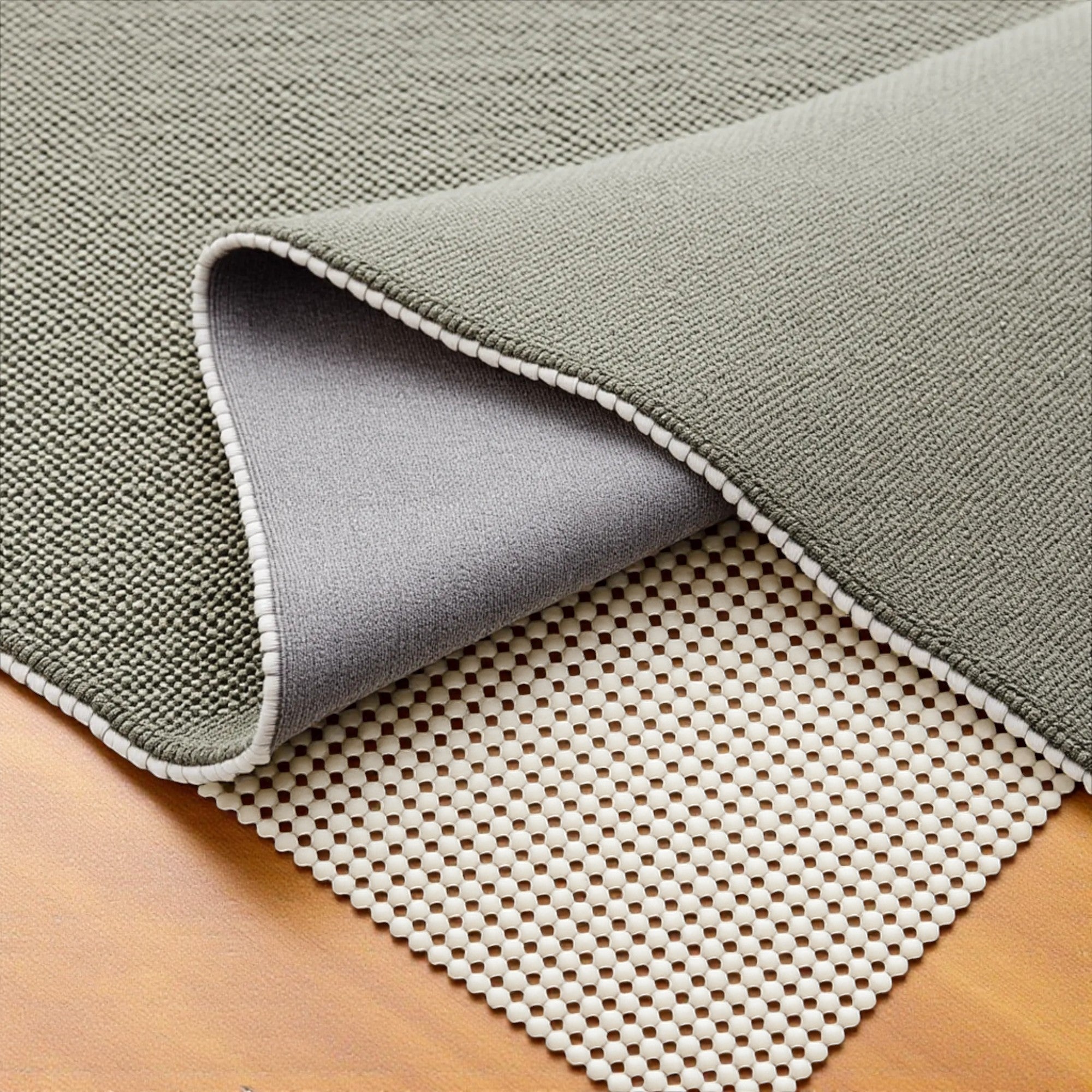 10' x 13' Ivory Striped Weave Non Slip Rug Pad-Rug Pads-DECOROLALA