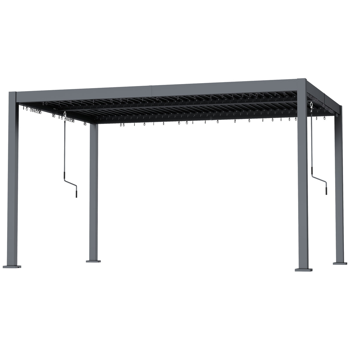 10' x 13' Louvered Pergola - Dark Grey Aluminum Gazebo-Pergolas-DECOROLALA