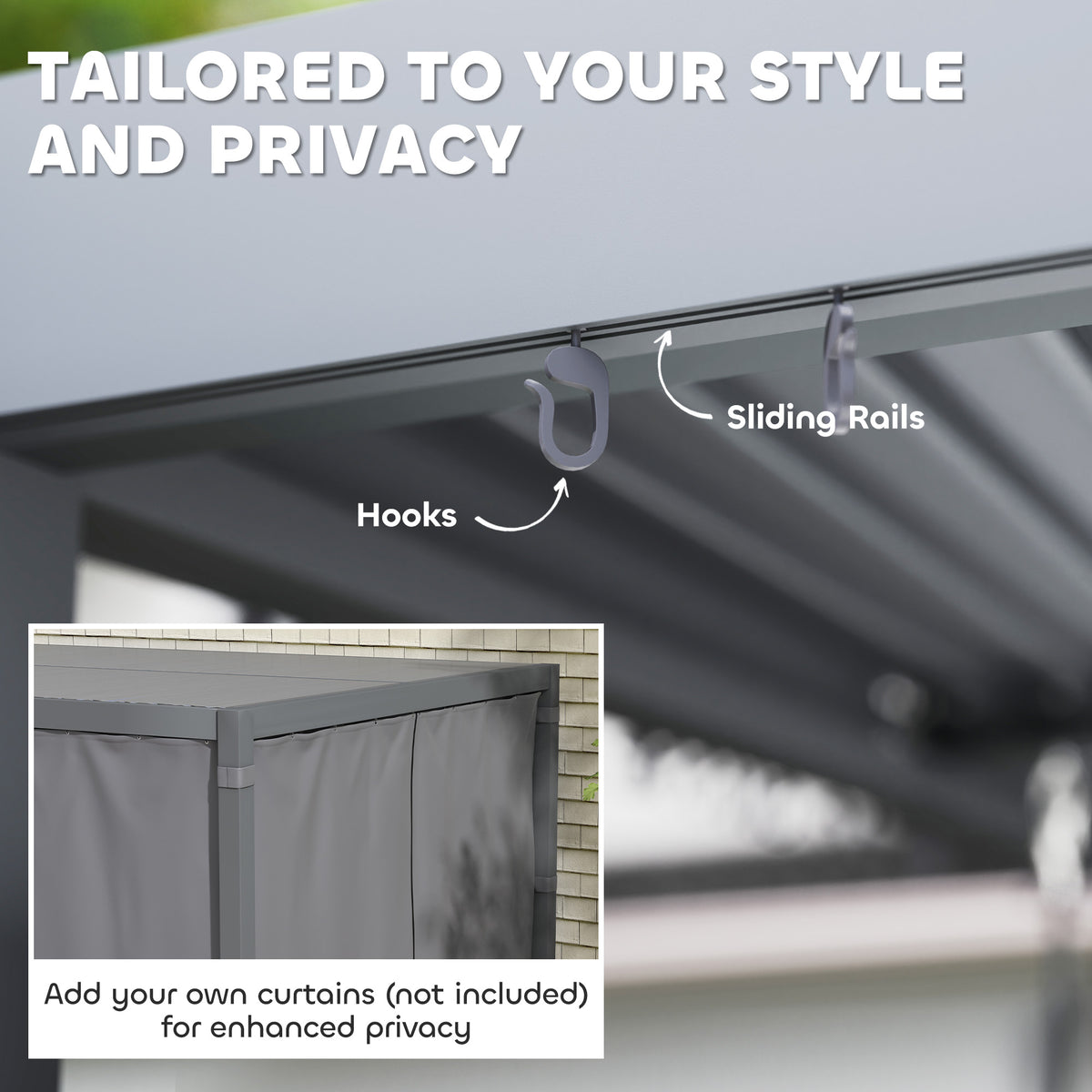 10' x 13' Louvered Pergola - Dark Grey Aluminum Gazebo-Pergolas-DECOROLALA