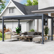 10' x 13' Louvered Pergola - Dark Grey Aluminum Gazebo-Pergolas-DECOROLALA