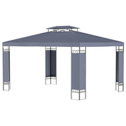 10' x 13' Outdoor Gazebo, Grey Screen Roof Patio Shelter, Metal Frame-DECOROLALA