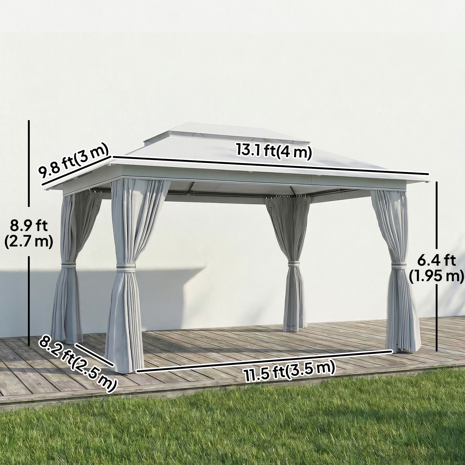 10' x 13' Patio Gazebo - UPF50+ Double Roof Dark Grey-DECOROLALA