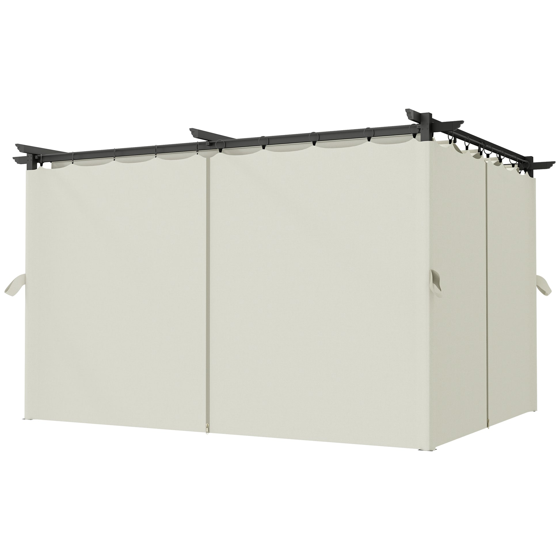 10' x 13' Pergola with Retractable Canopy - Cream White-DECOROLALA