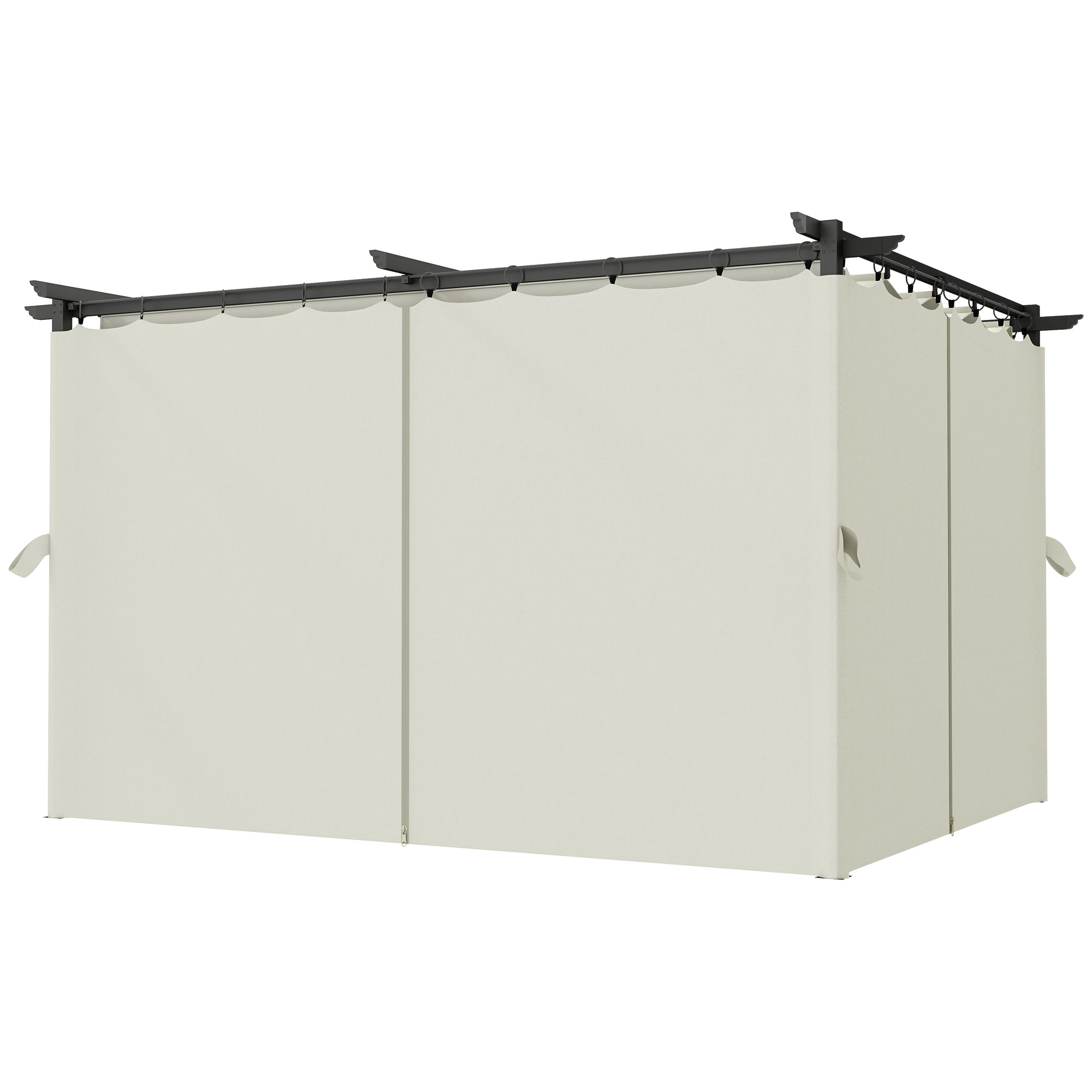 10' x 13' Pergola with Retractable Canopy - Cream White-DECOROLALA