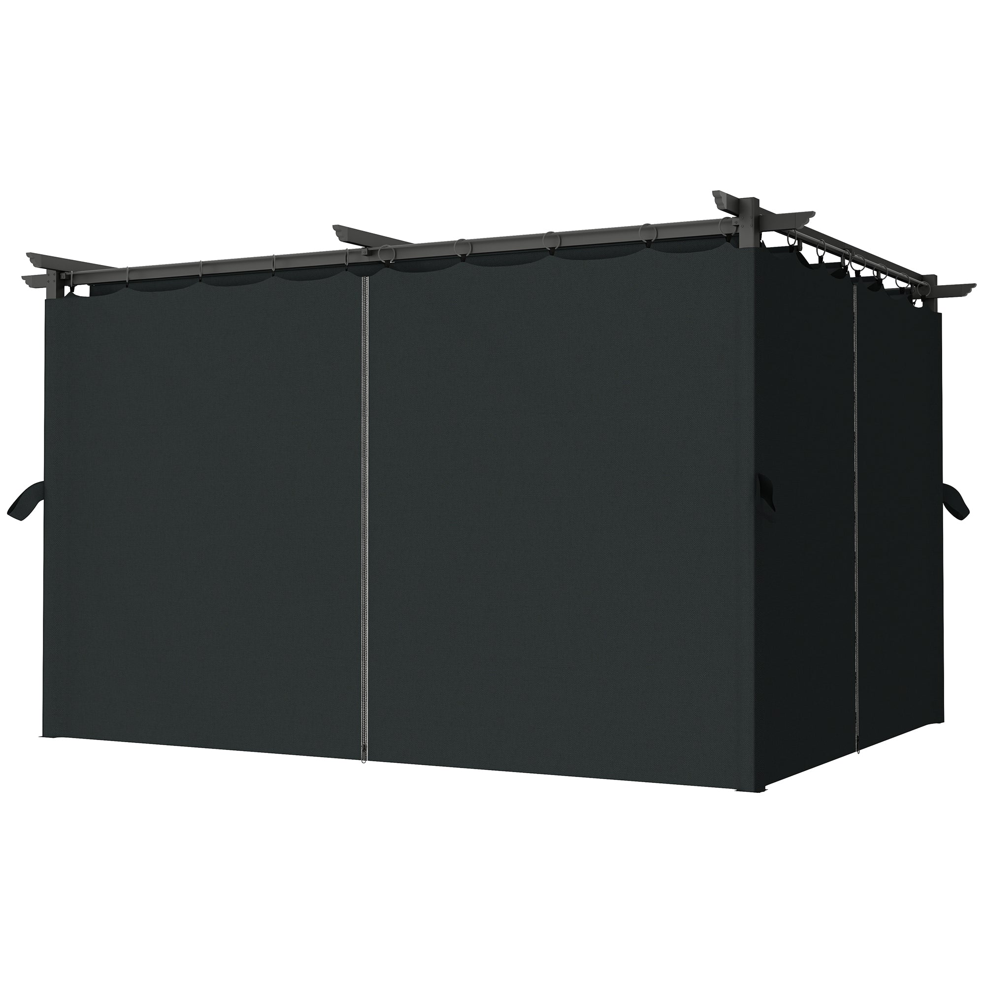 10' x 13' Pergola with Retractable Canopy - Dark Grey-DECOROLALA