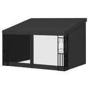 10' x 13' Wall Pergola - Dark Grey Gazebo with Netting-DECOROLALA