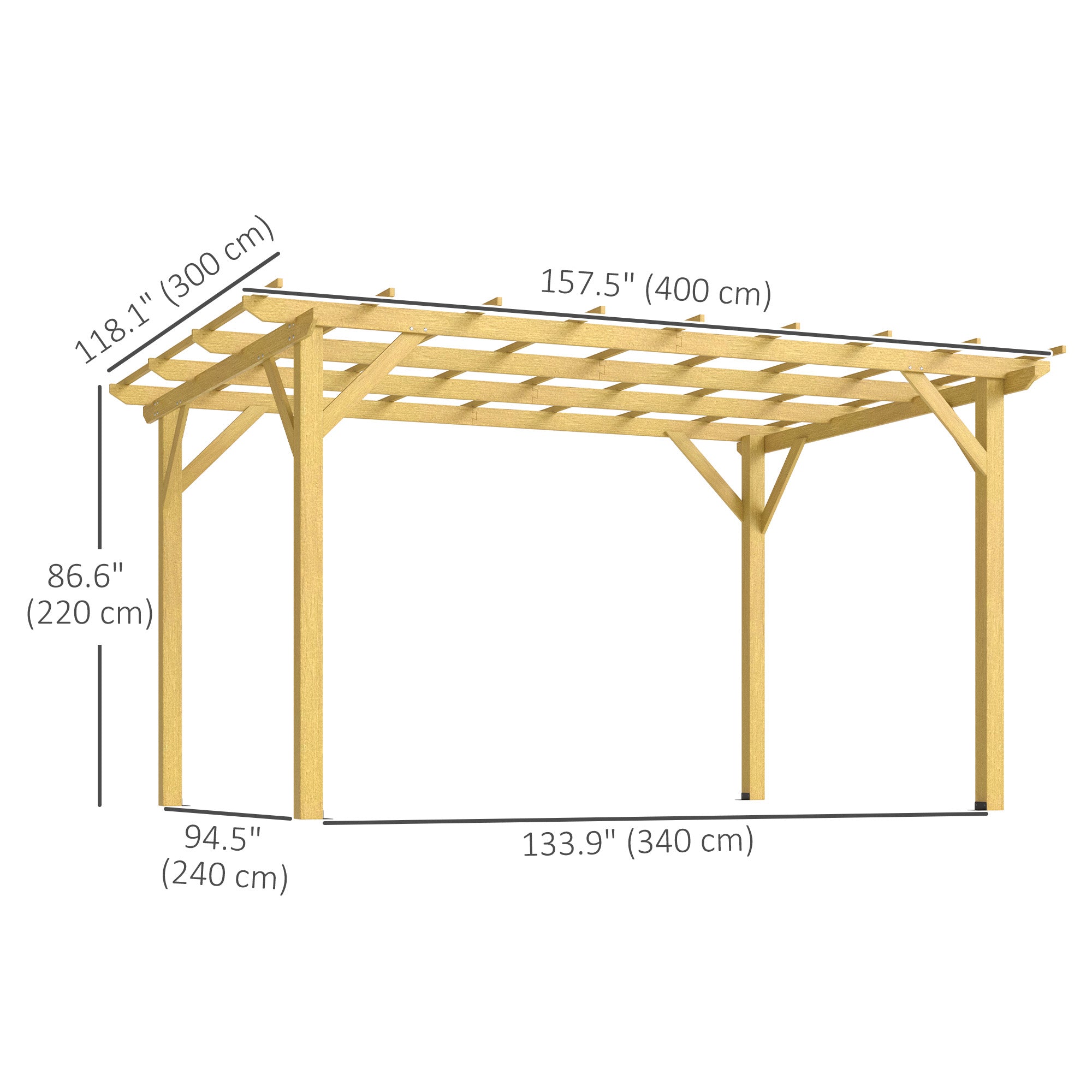 10' x 13' Wood Pergola - Natural Fir Wood Garden Gazebo-DECOROLALA