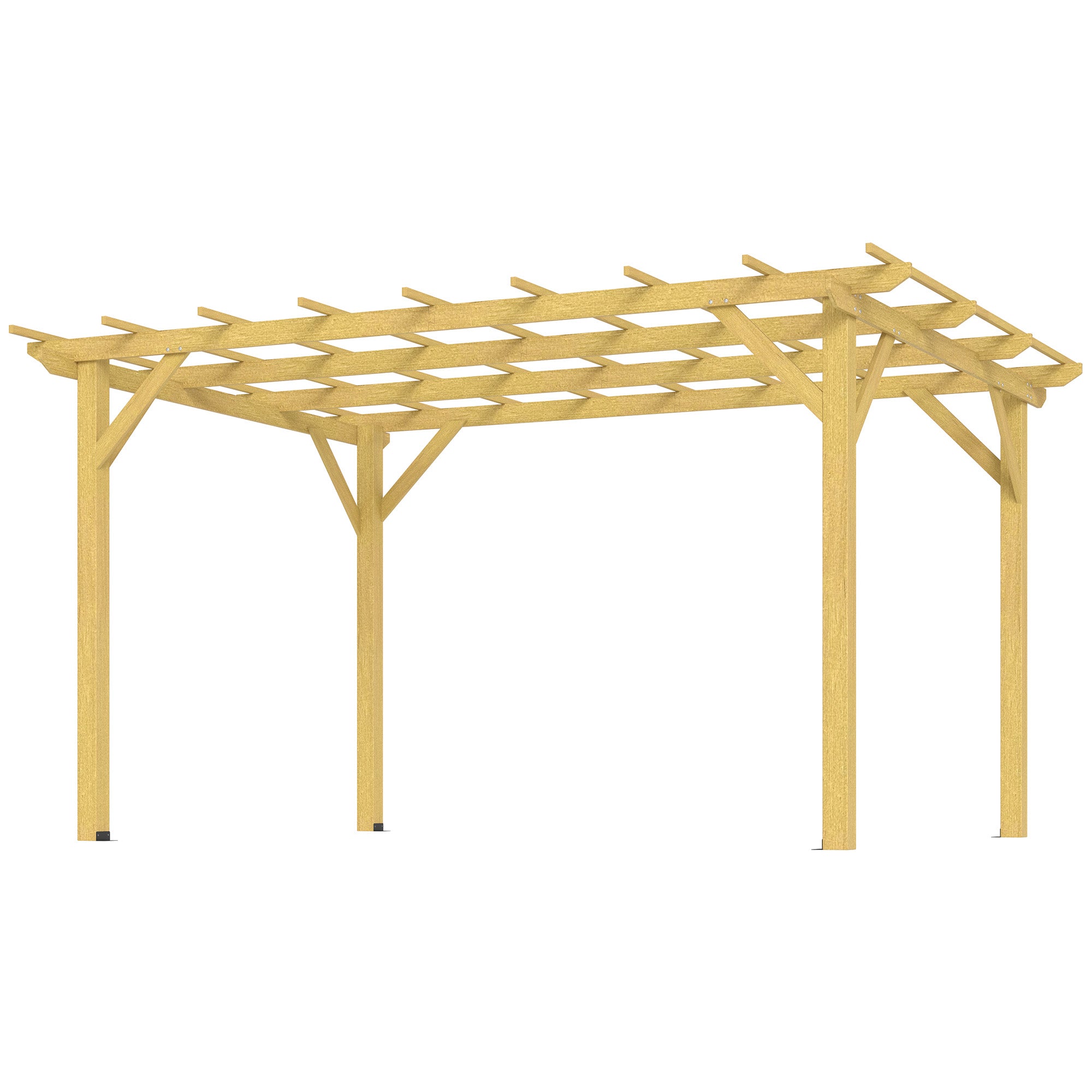 10' x 13' Wood Pergola - Natural Fir Wood Garden Gazebo-DECOROLALA