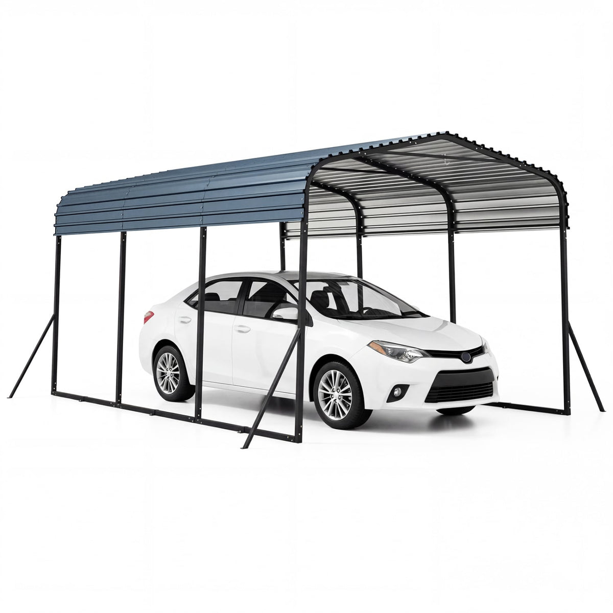 10 x 14.5 FT Heavy-Duty Carport Outdoor Galvanized Steel Garage Car Shelter with Leak-proof Roof-Black-Carports-DECOROLALA