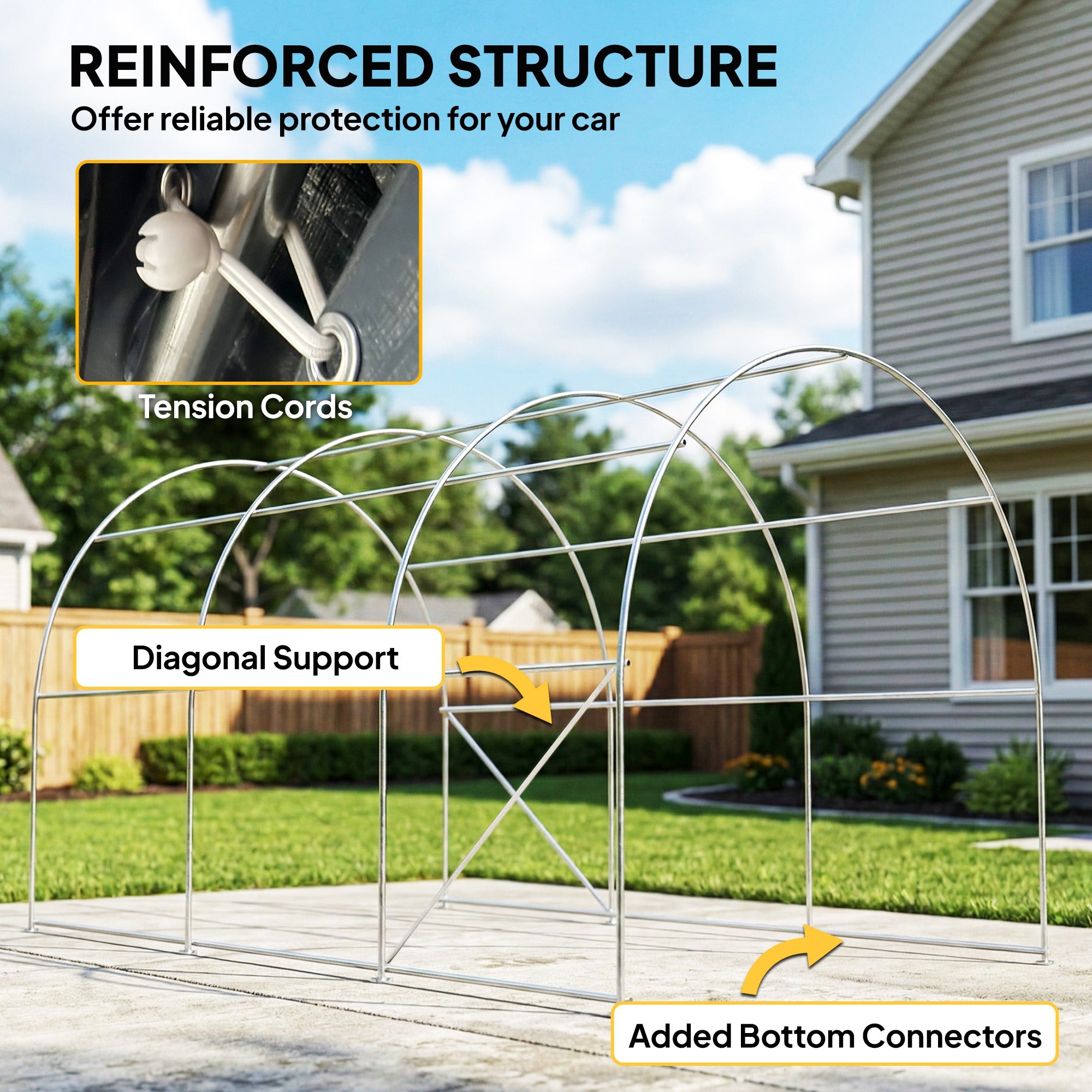 10' x 15' Heavy Duty Carport - Dark Grey Garage Shelter-Patio & Garden > Wedding & Events Tents > Car Shelters-DECOROLALA