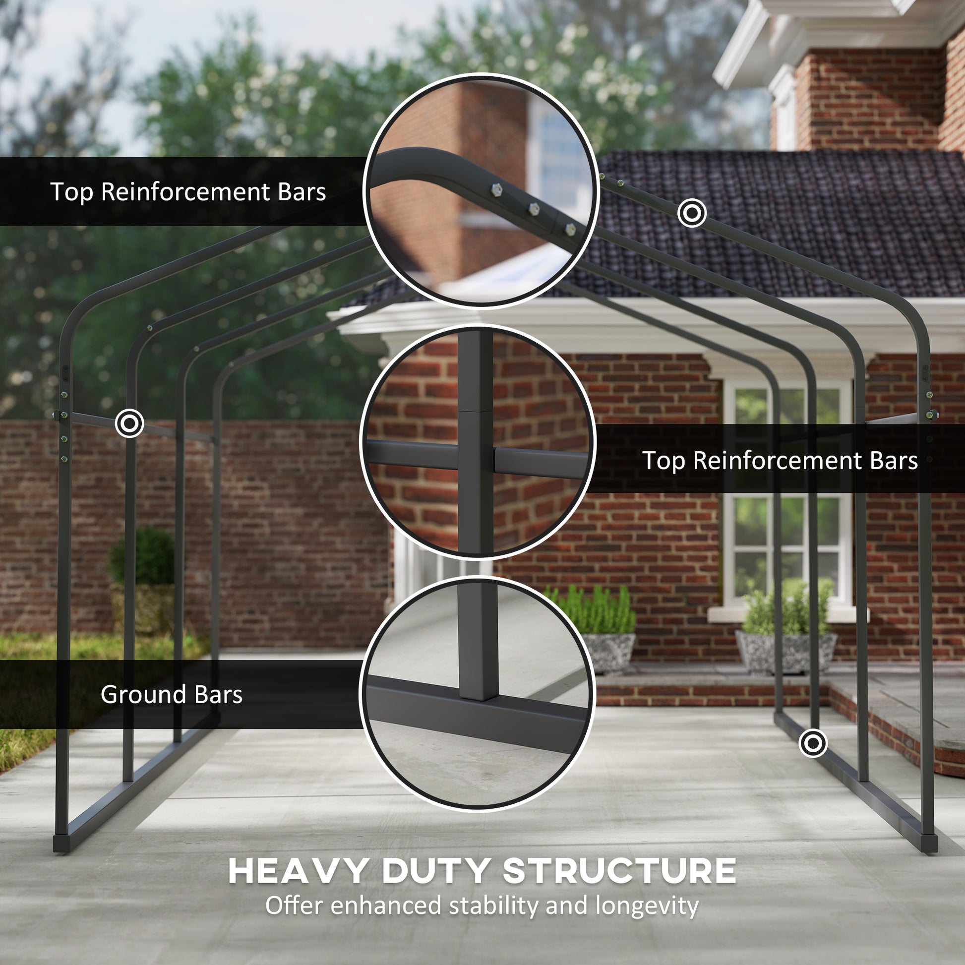10' x 15' Metal Carport Heavy Duty Garage - Dark Grey-Patio & Garden > Wedding & Events Tents > Car Shelters-DECOROLALA