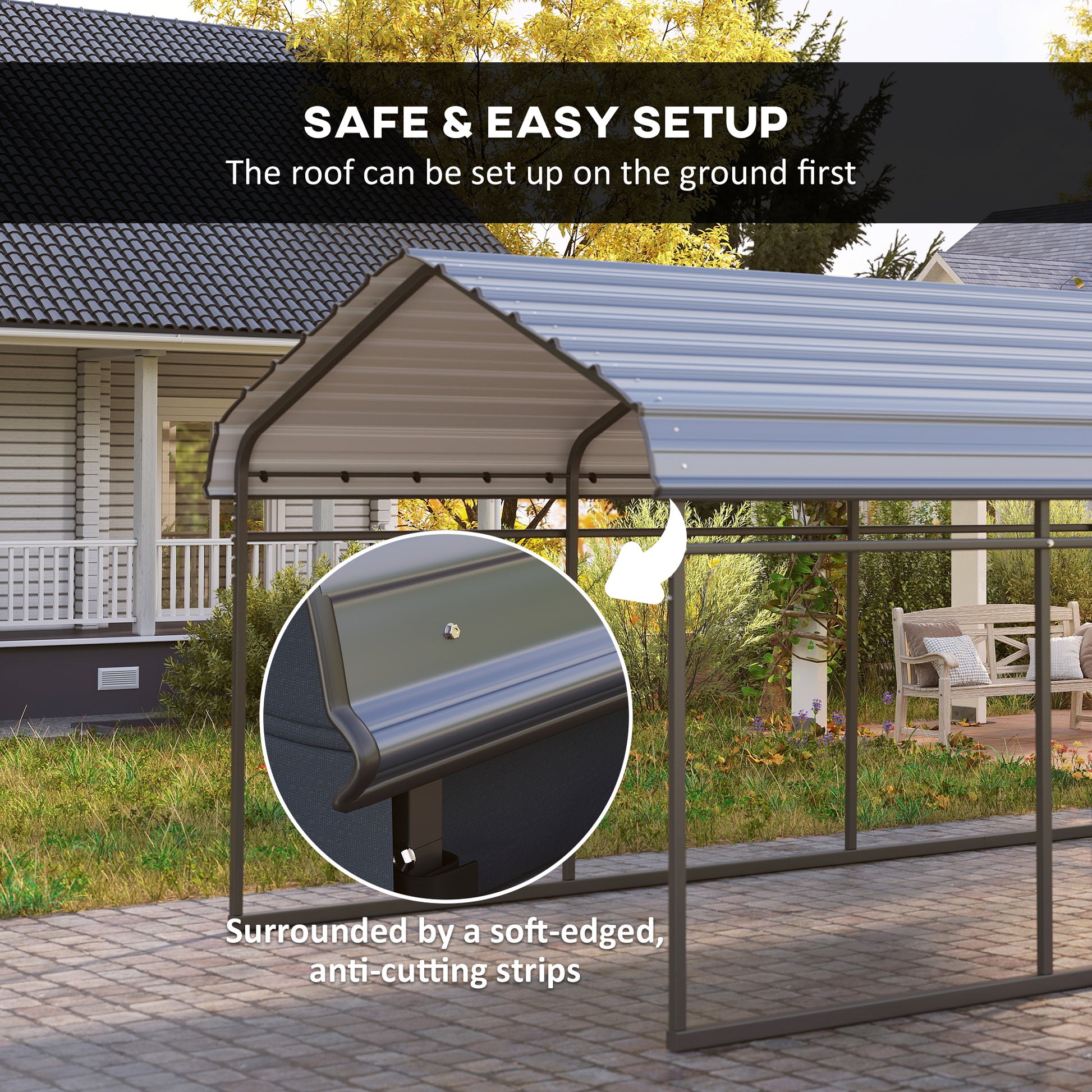 10' x 15' Metal Carport Heavy Duty Garage - Dark Grey-Patio & Garden > Wedding & Events Tents > Car Shelters-DECOROLALA