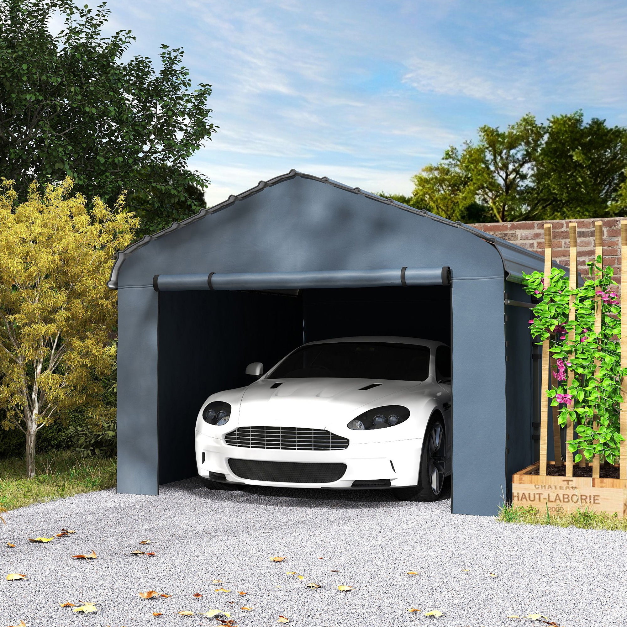 10' x 15' Metal Carport Heavy Duty Garage - Dark Grey-Patio & Garden > Wedding & Events Tents > Car Shelters-DECOROLALA