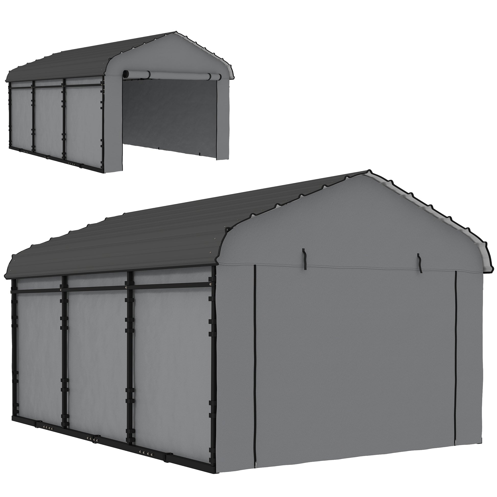 10' x 15' Metal Carport - Heavy Duty Garage Light Grey-Patio & Garden > Wedding & Events Tents > Car Shelters-DECOROLALA