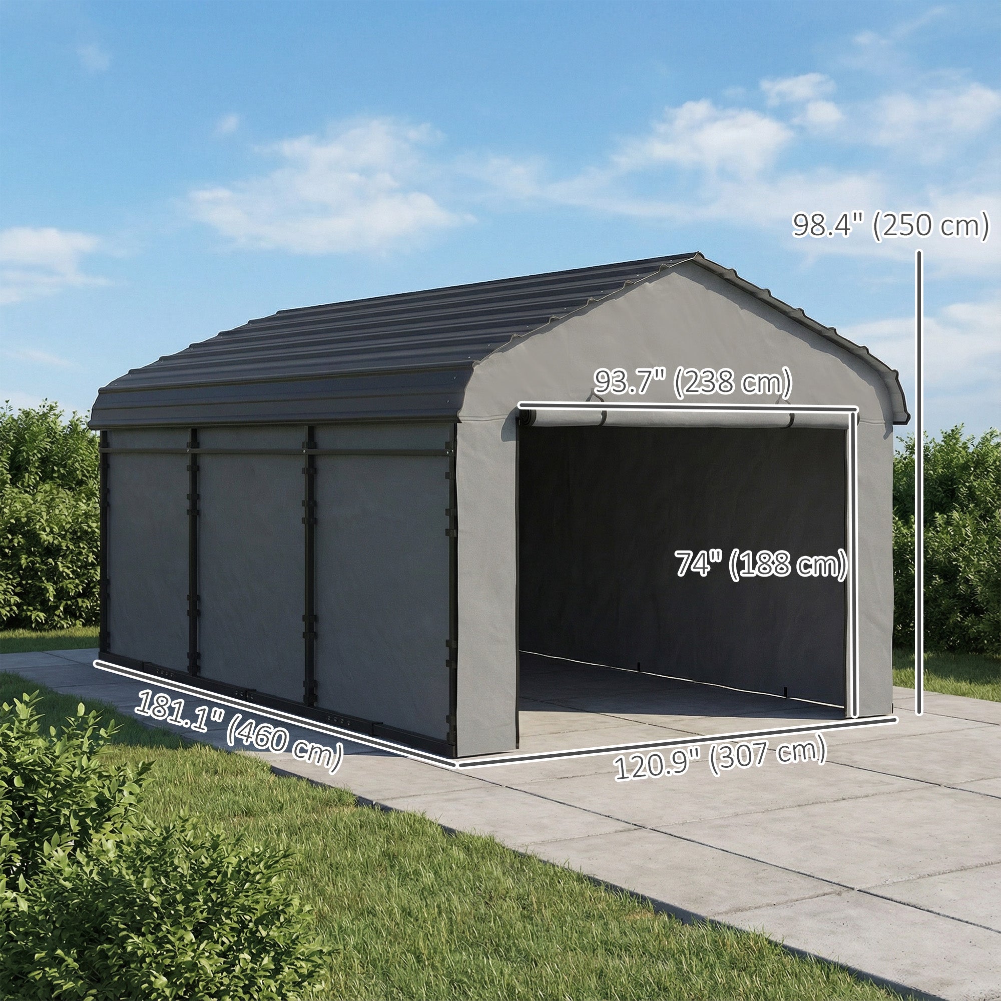 10' x 15' Metal Carport - Heavy Duty Garage Light Grey-Patio & Garden > Wedding & Events Tents > Car Shelters-DECOROLALA