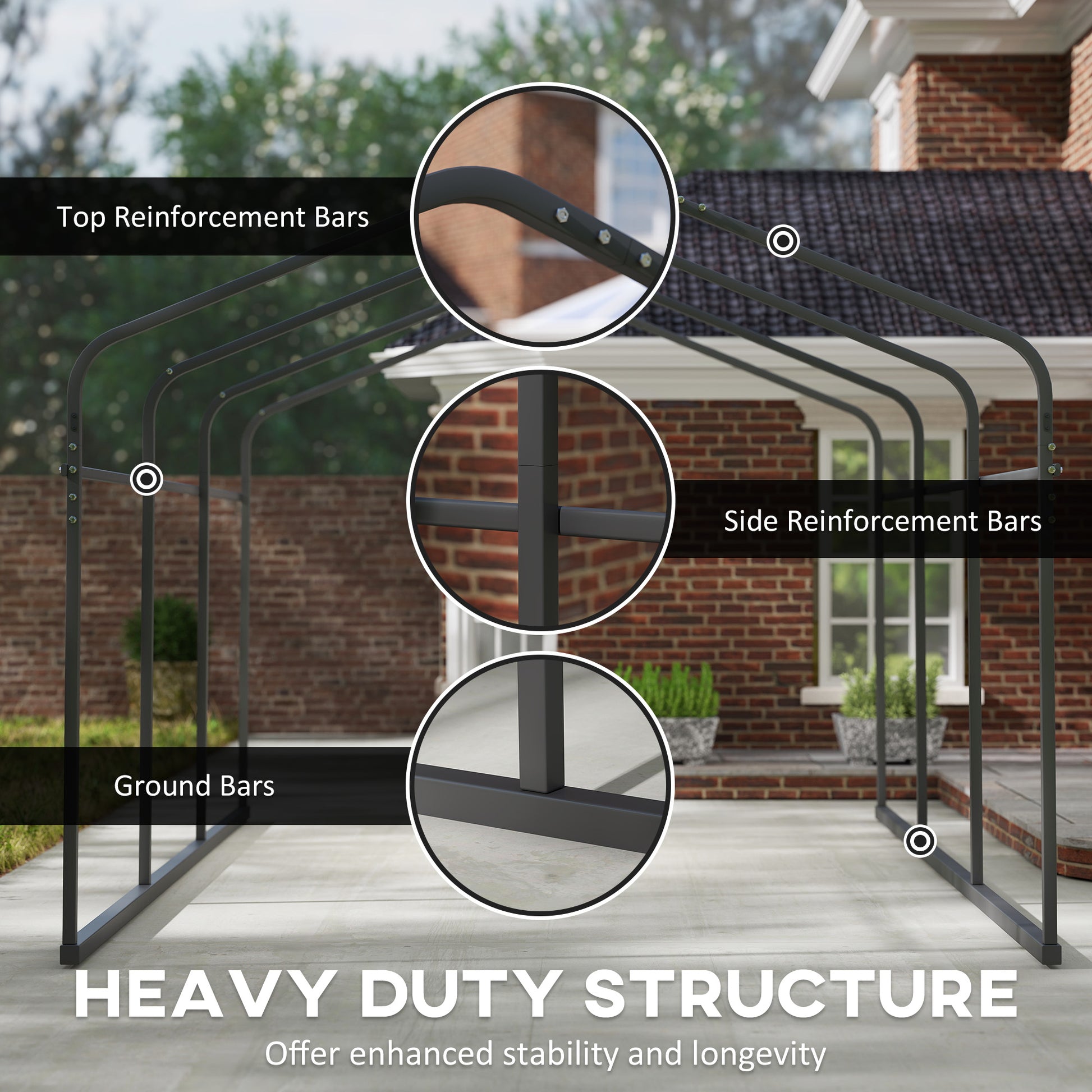10' x 15' Metal Carport - Heavy Duty Garage Light Grey-Patio & Garden > Wedding & Events Tents > Car Shelters-DECOROLALA