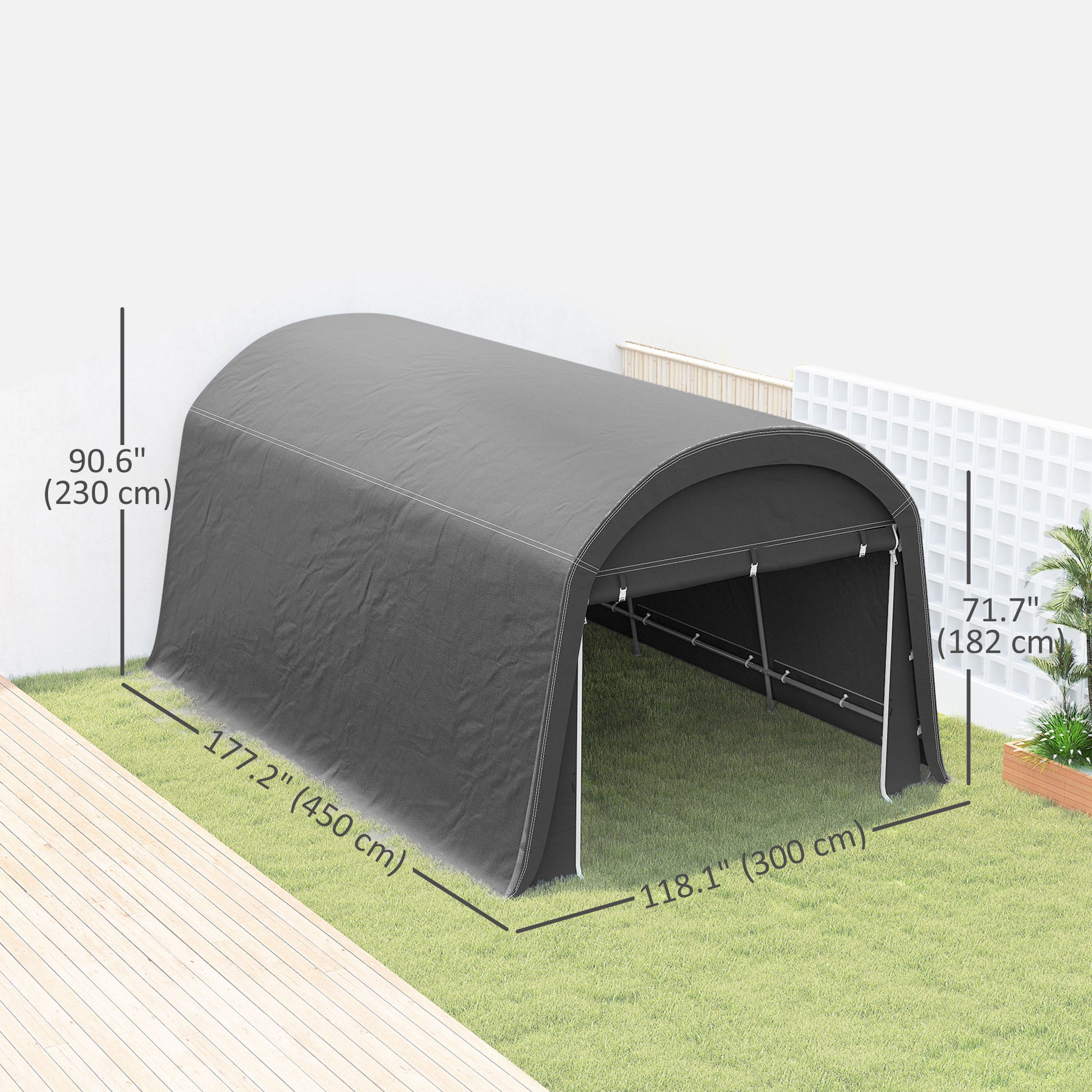 10' x 15' Portable Outdoor Storage Shed Tent - Dark Grey-Patio & Garden > Lawn & Garden > Sheds > Portable Shed-DECOROLALA