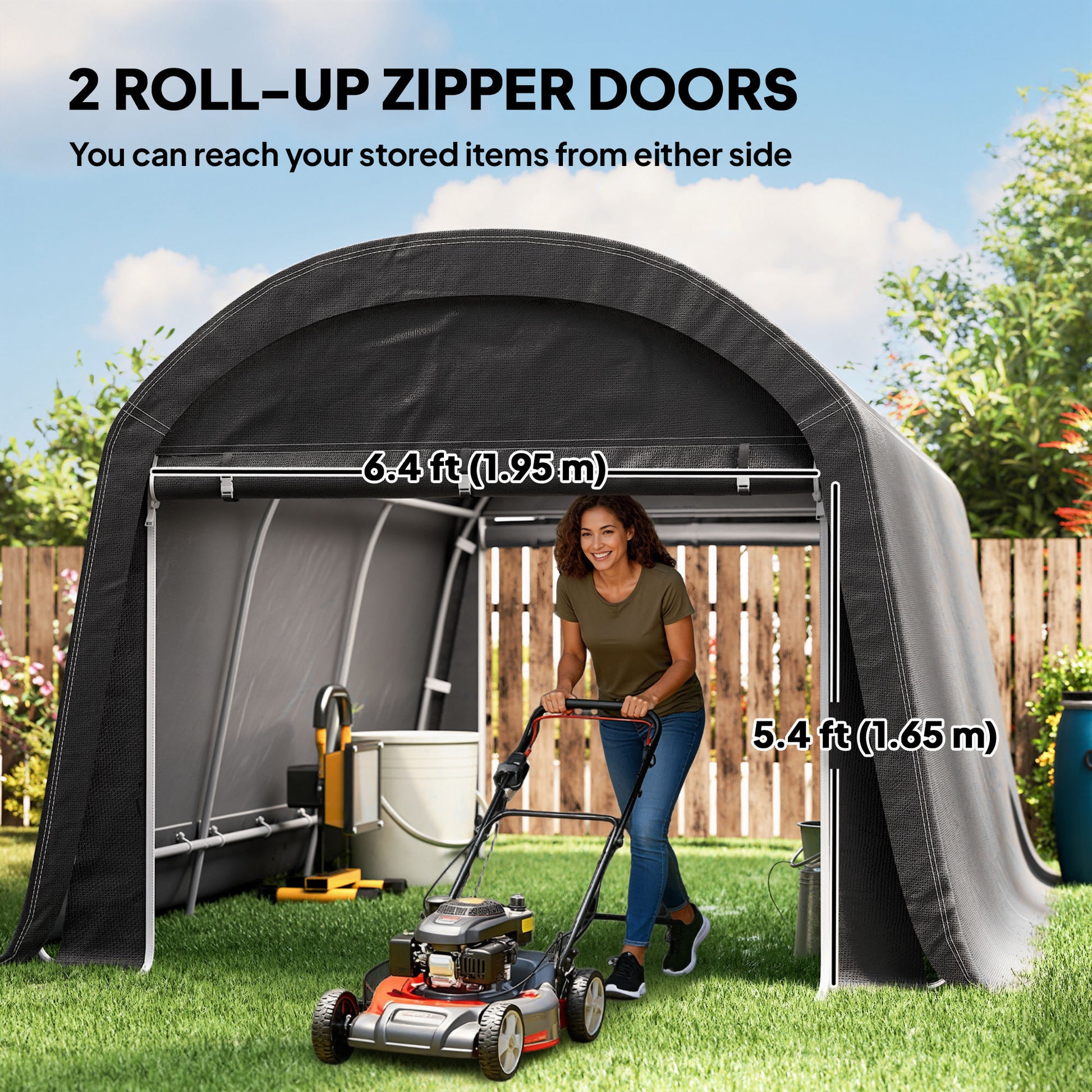 10' x 15' Portable Outdoor Storage Shed Tent - Dark Grey-Patio & Garden > Lawn & Garden > Sheds > Portable Shed-DECOROLALA