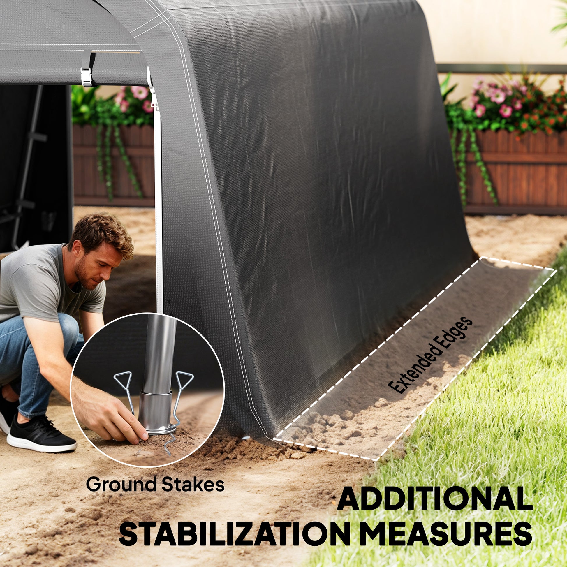 10' x 15' Portable Outdoor Storage Shed Tent - Dark Grey-Patio & Garden > Lawn & Garden > Sheds > Portable Shed-DECOROLALA