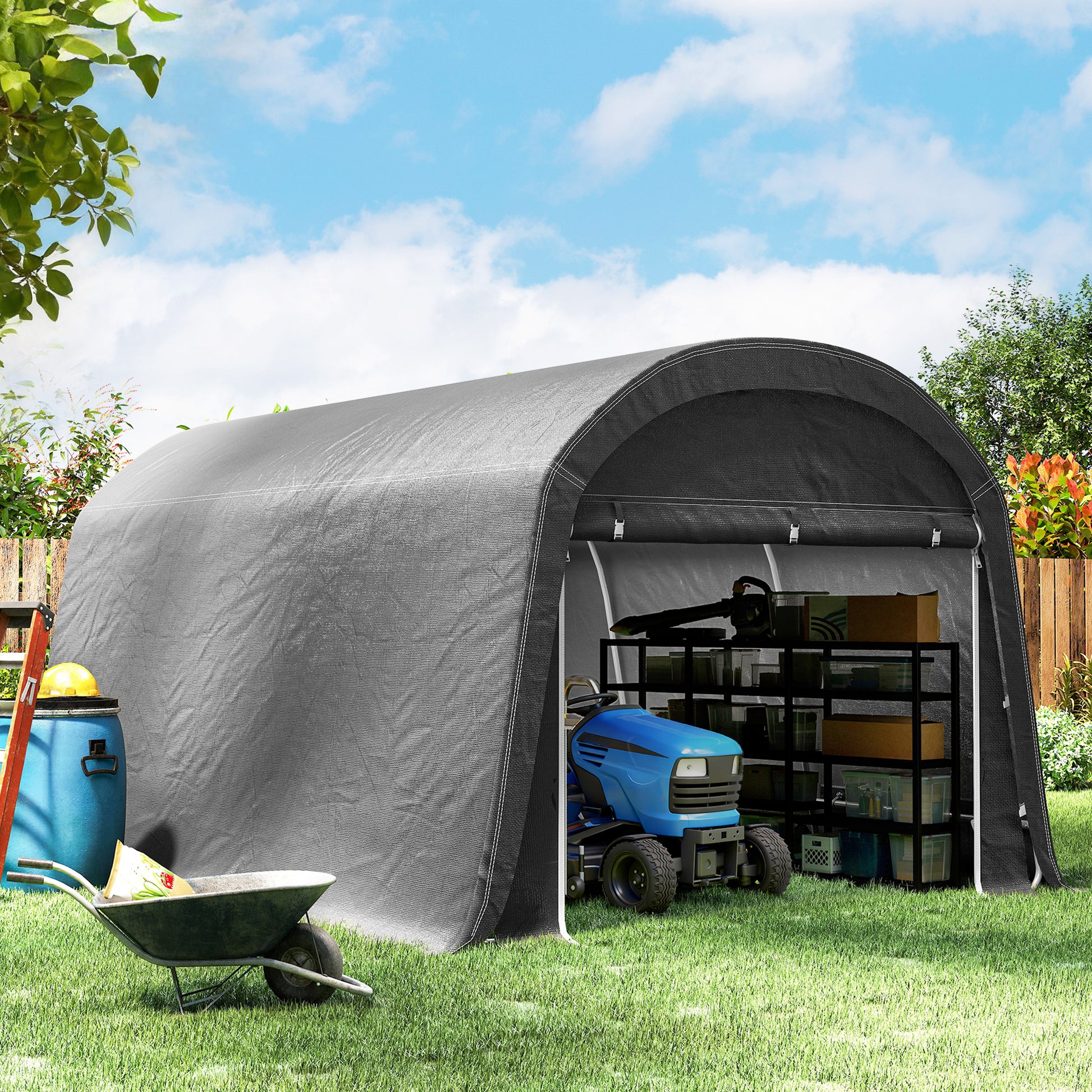 10' x 15' Portable Outdoor Storage Shed Tent - Dark Grey-Patio & Garden > Lawn & Garden > Sheds > Portable Shed-DECOROLALA