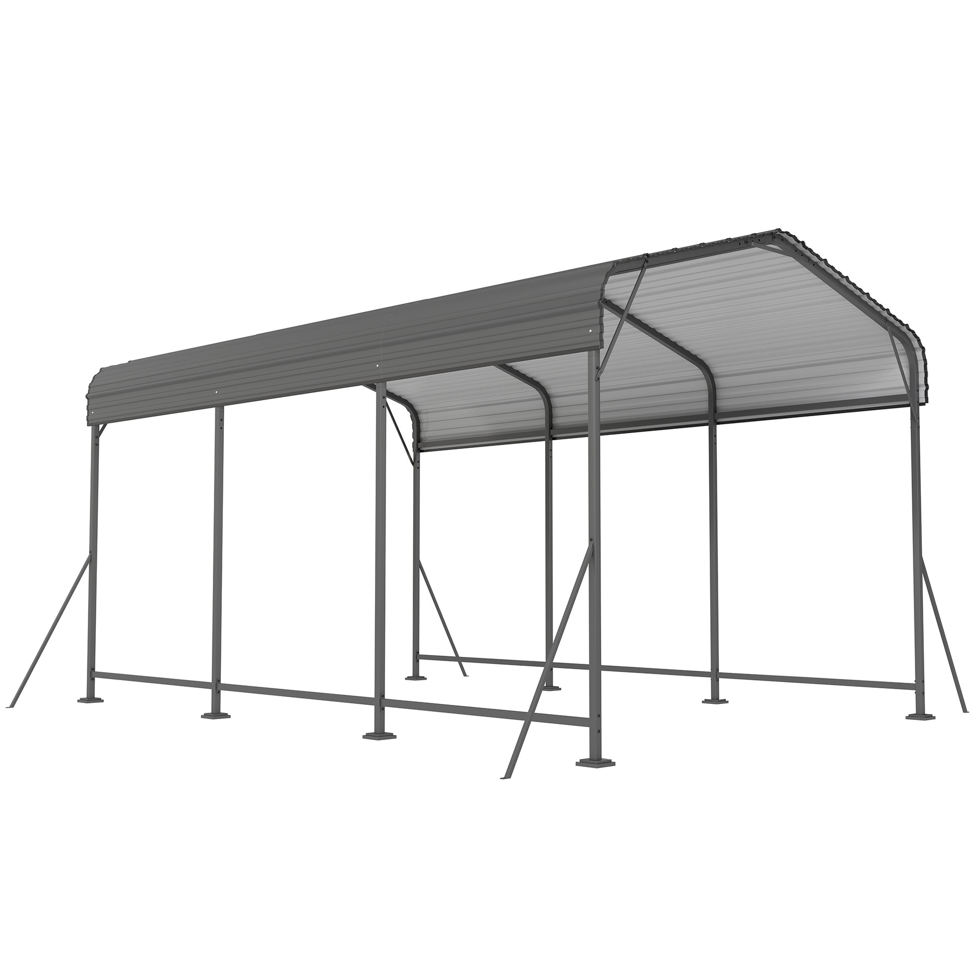 10 x 15FT Heavy-Duty Metal Carport - Dark Grey-Patio & Garden > Wedding & Events Tents > Car Shelters-DECOROLALA