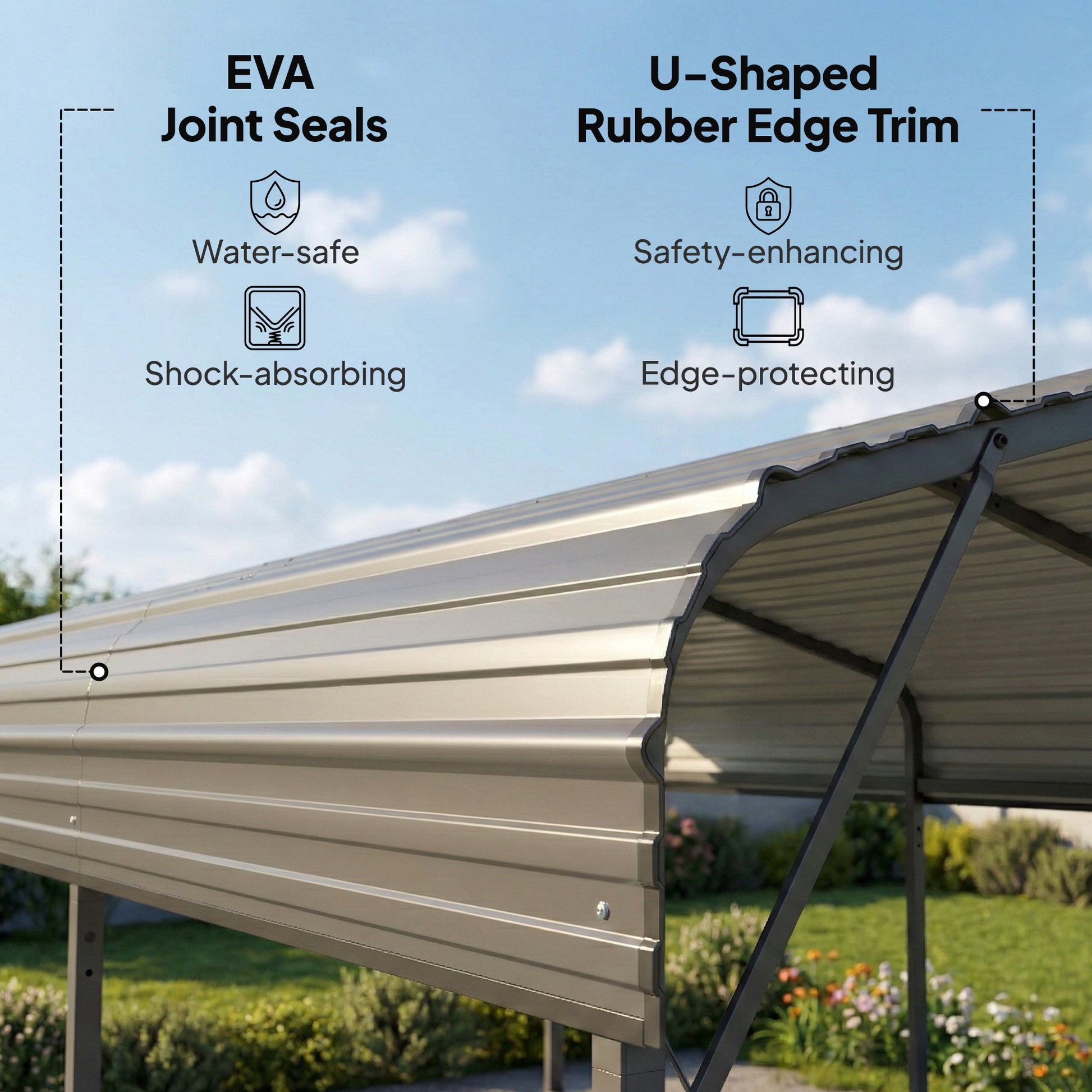 10 x 15FT Heavy-Duty Metal Carport - Dark Grey-Patio & Garden > Wedding & Events Tents > Car Shelters-DECOROLALA