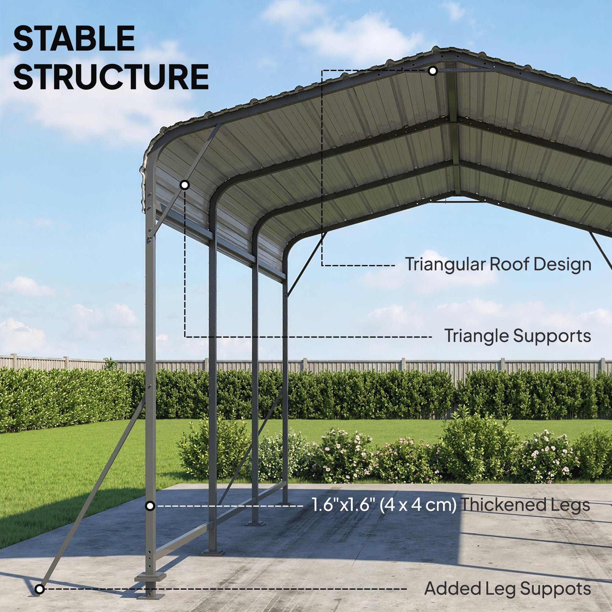 10 x 15FT Heavy-Duty Metal Carport - Dark Grey-Patio & Garden > Wedding & Events Tents > Car Shelters-DECOROLALA
