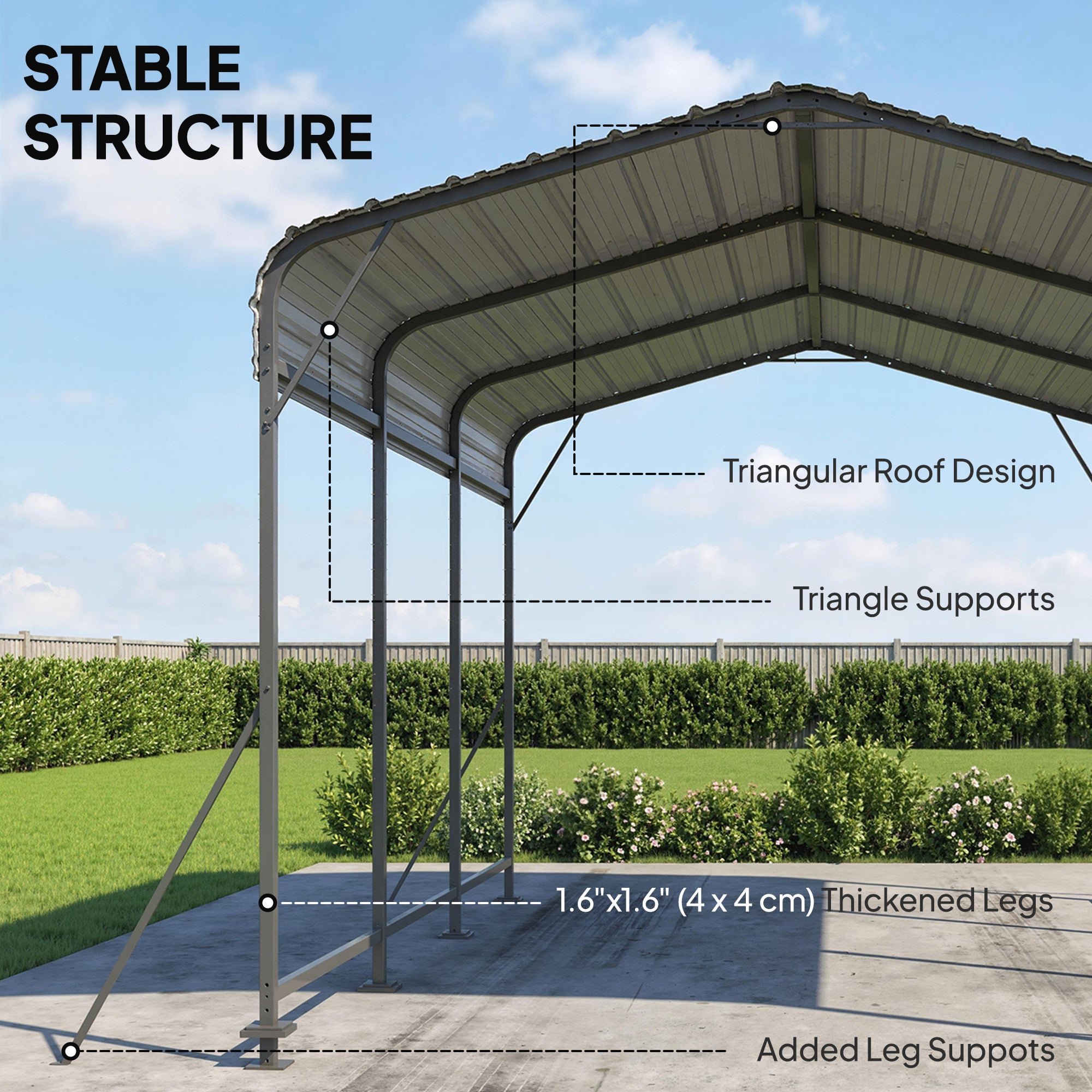 10 x 15FT Heavy-Duty Metal Carport - Dark Grey-Patio & Garden > Wedding & Events Tents > Car Shelters-DECOROLALA