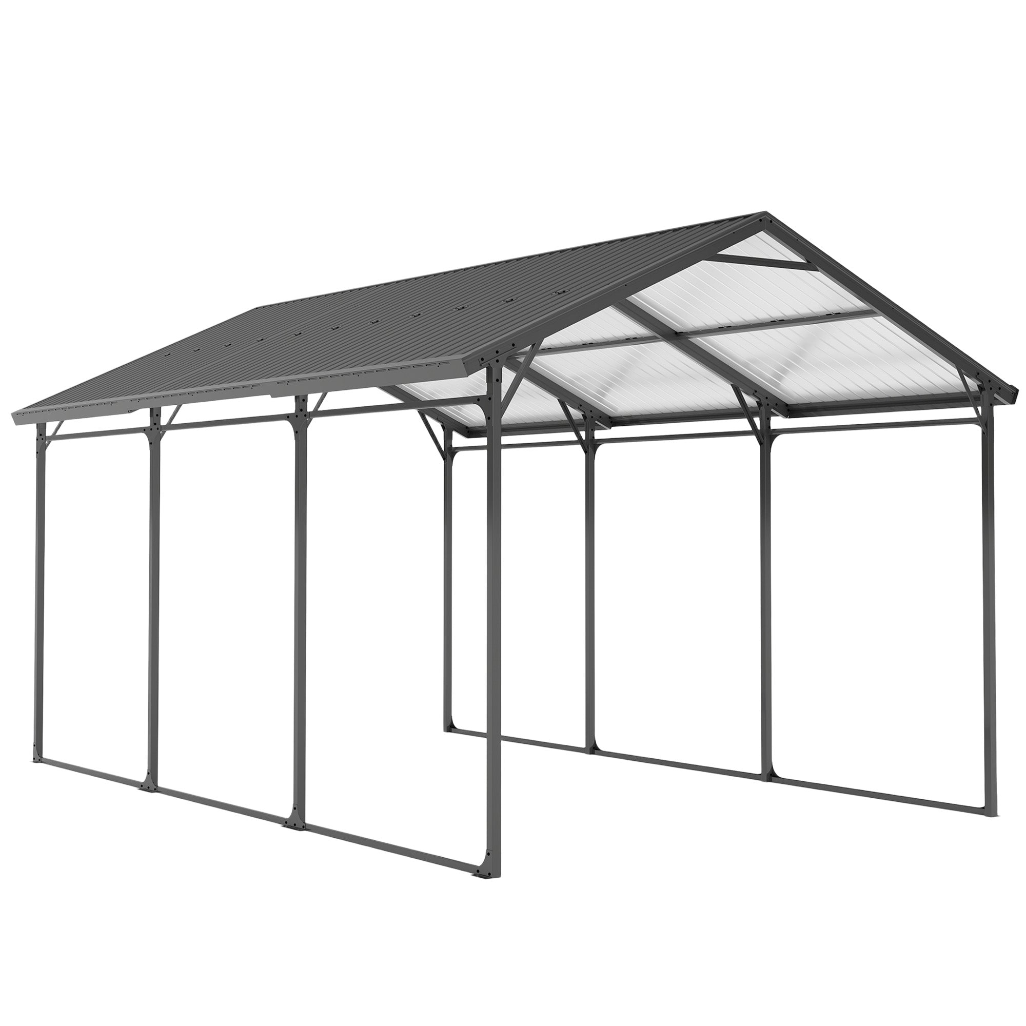 10 x 15ft Metal Carport - Dark Grey Heavy-Duty Steel Frame-Patio & Garden > Wedding & Events Tents > Car Shelters-DECOROLALA
