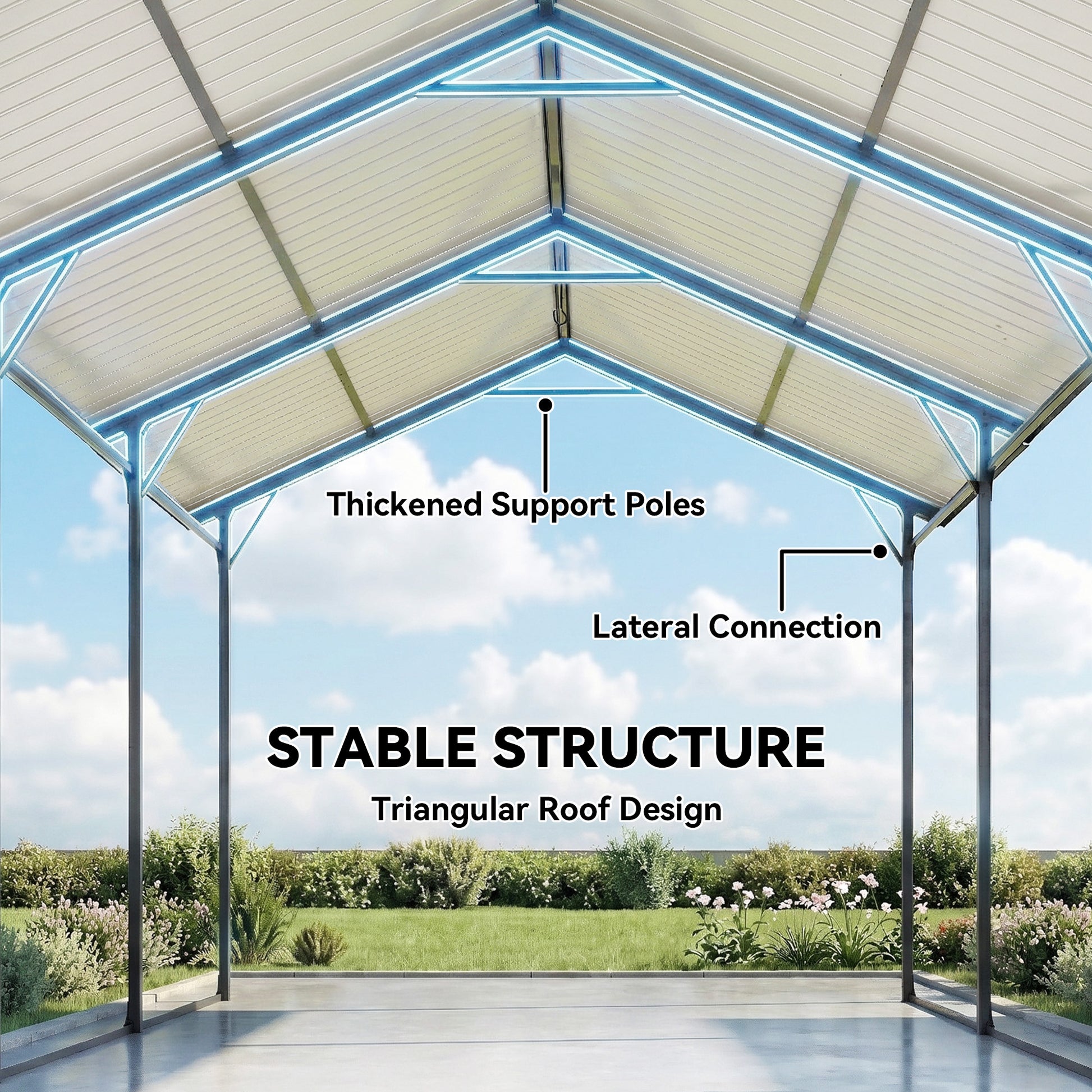 10 x 15ft Metal Carport - Dark Grey Heavy-Duty Steel Frame-Patio & Garden > Wedding & Events Tents > Car Shelters-DECOROLALA