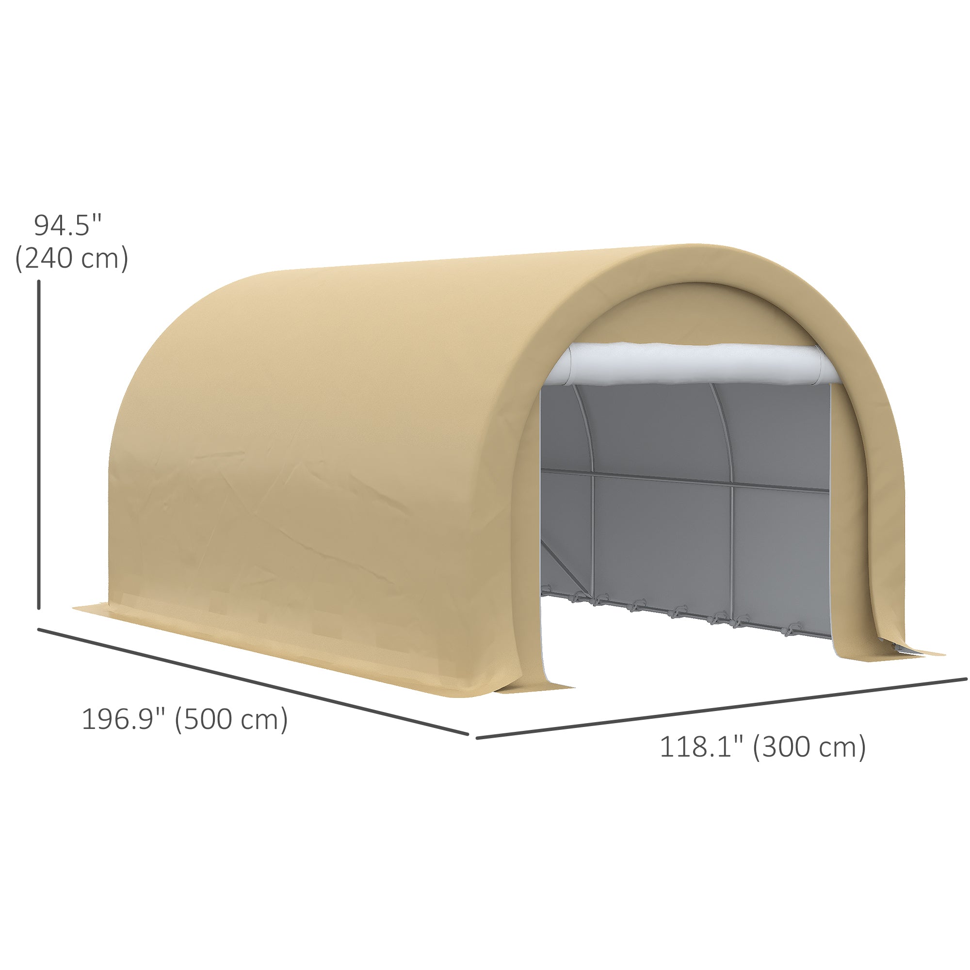 10' x 16' Heavy Duty Portable Carport Tent - Beige-DECOROLALA