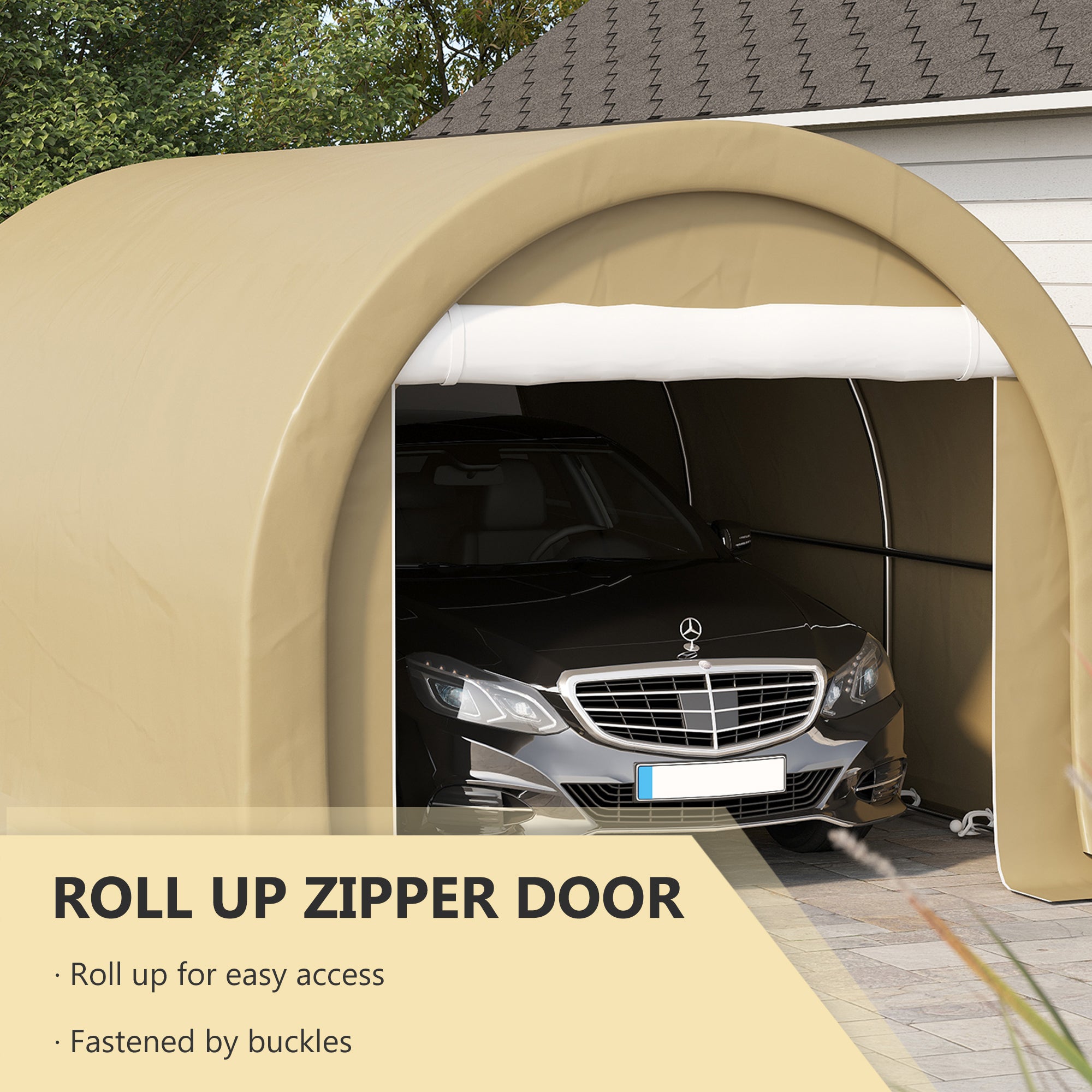 10' x 16' Heavy Duty Portable Carport Tent - Beige-DECOROLALA