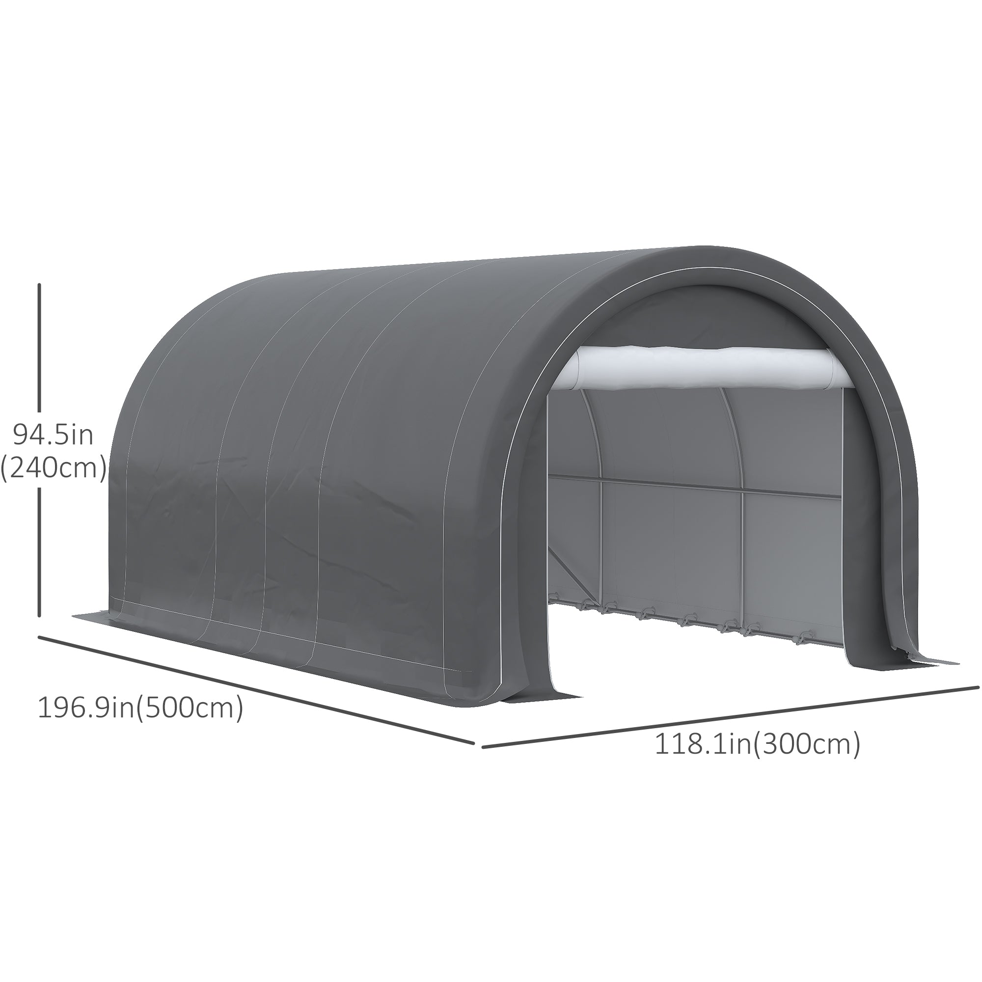 10' x 16' Heavy Duty Portable Carport Tent - Grey-DECOROLALA