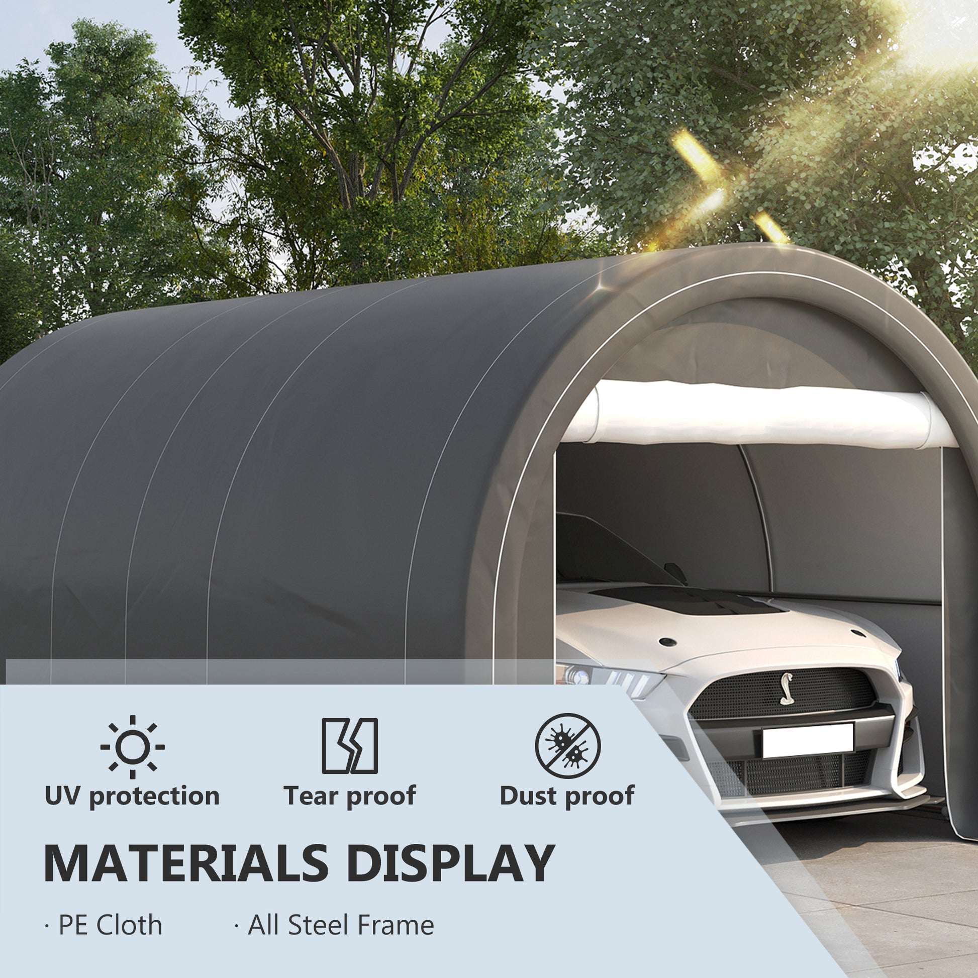 10' x 16' Heavy Duty Portable Carport Tent - Grey-DECOROLALA