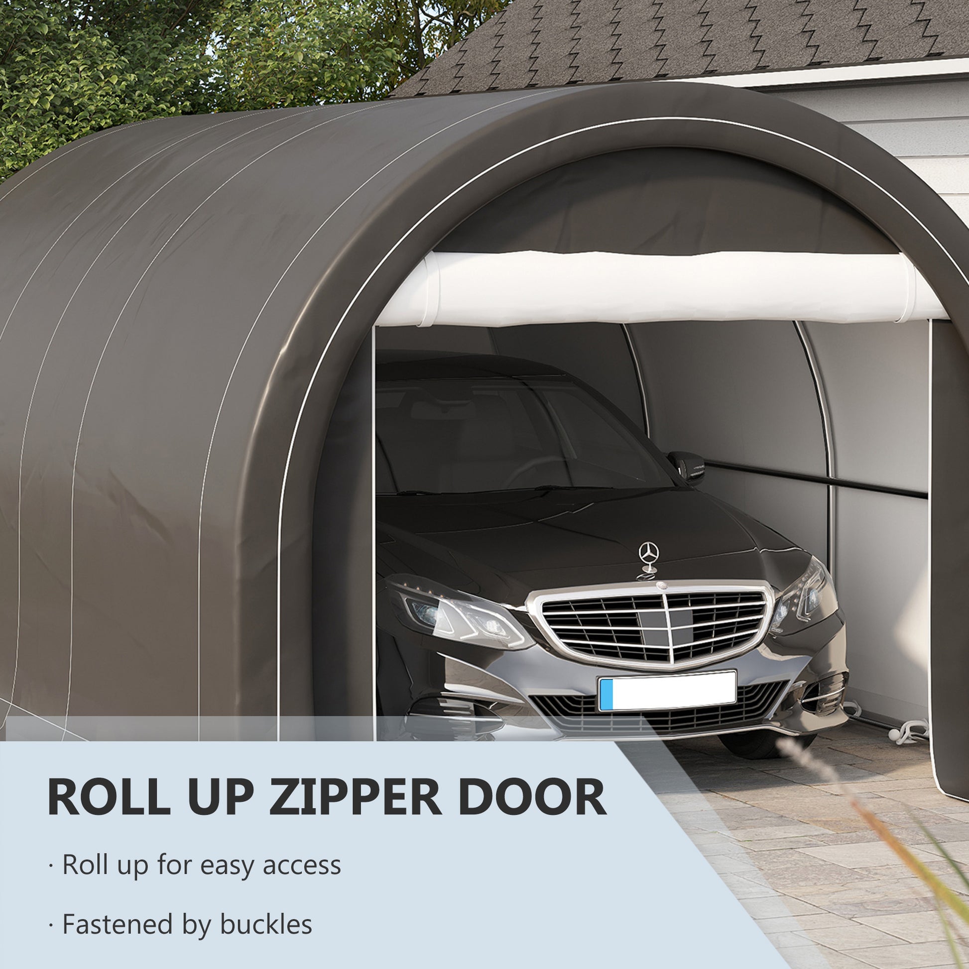 10' x 16' Heavy Duty Portable Carport Tent - Grey-DECOROLALA