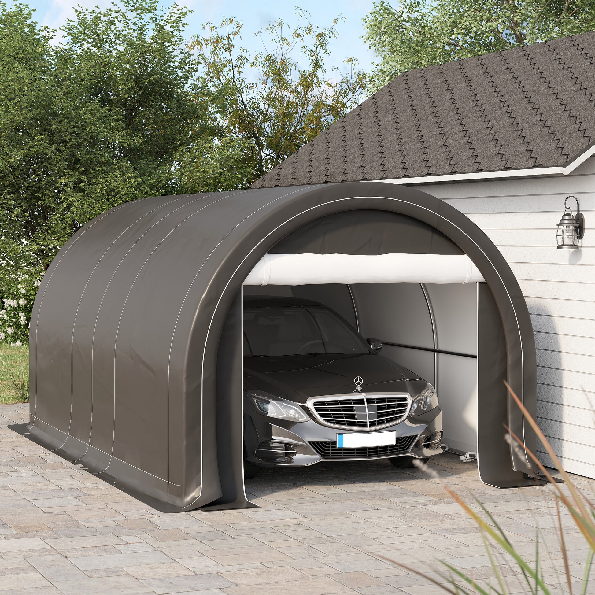 10' x 16' Heavy Duty Portable Carport Tent - Grey-DECOROLALA