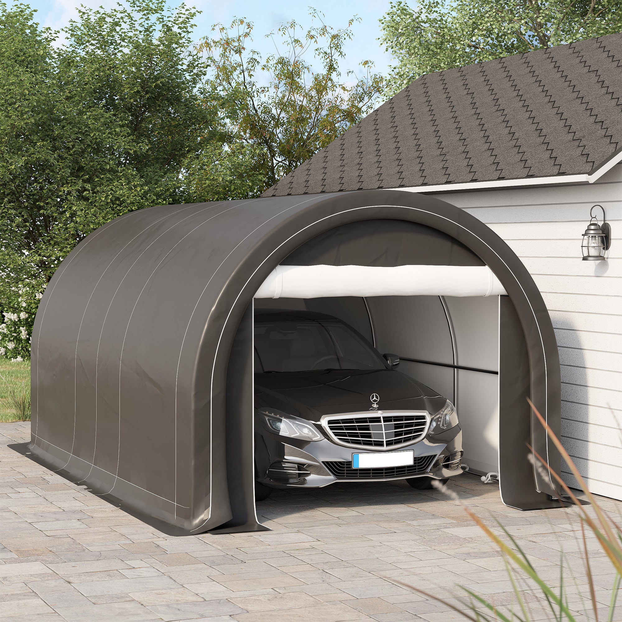 10' x 16' Heavy Duty Portable Carport Tent - Grey-DECOROLALA