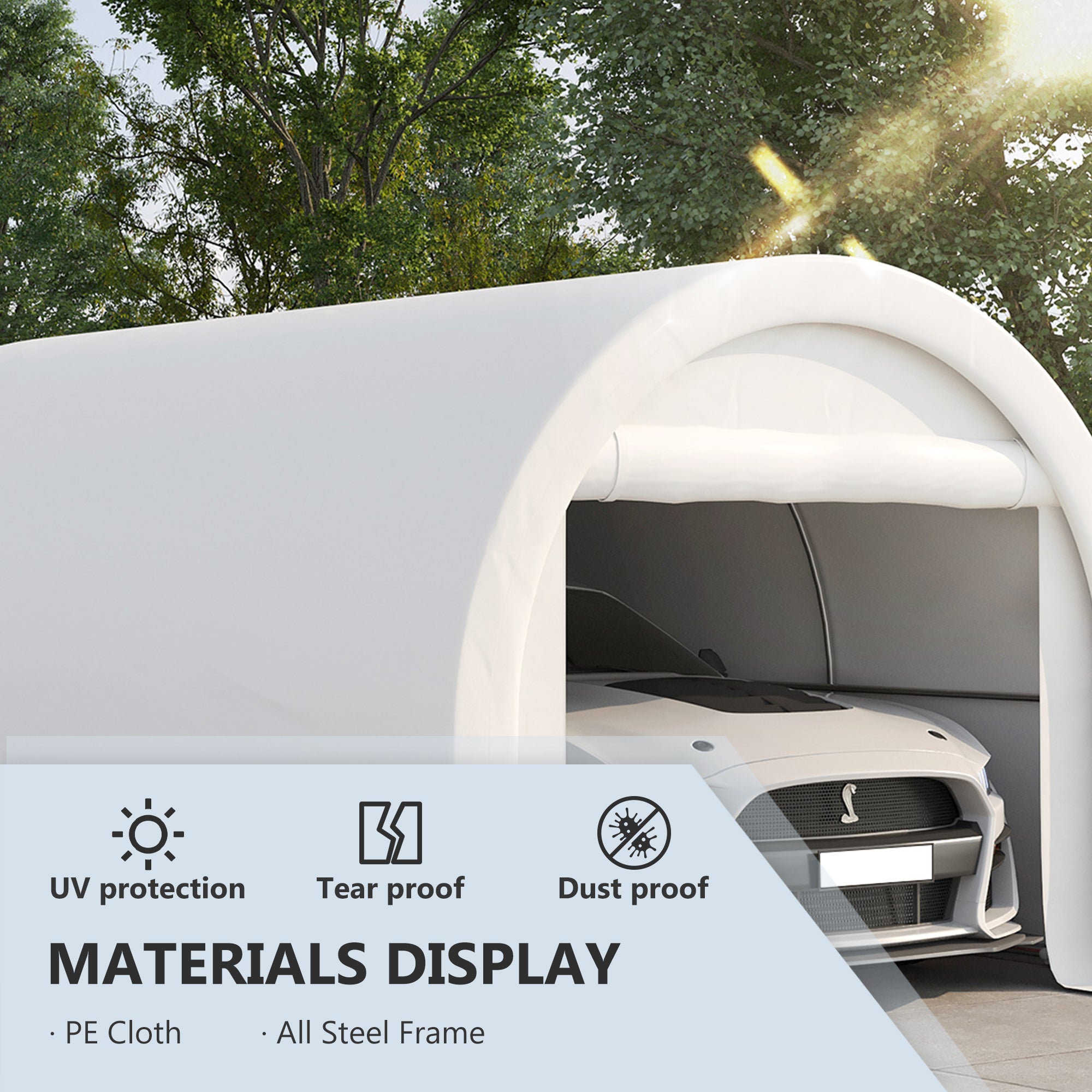 10' x 16' Heavy Duty Portable Carport Tent - White-DECOROLALA