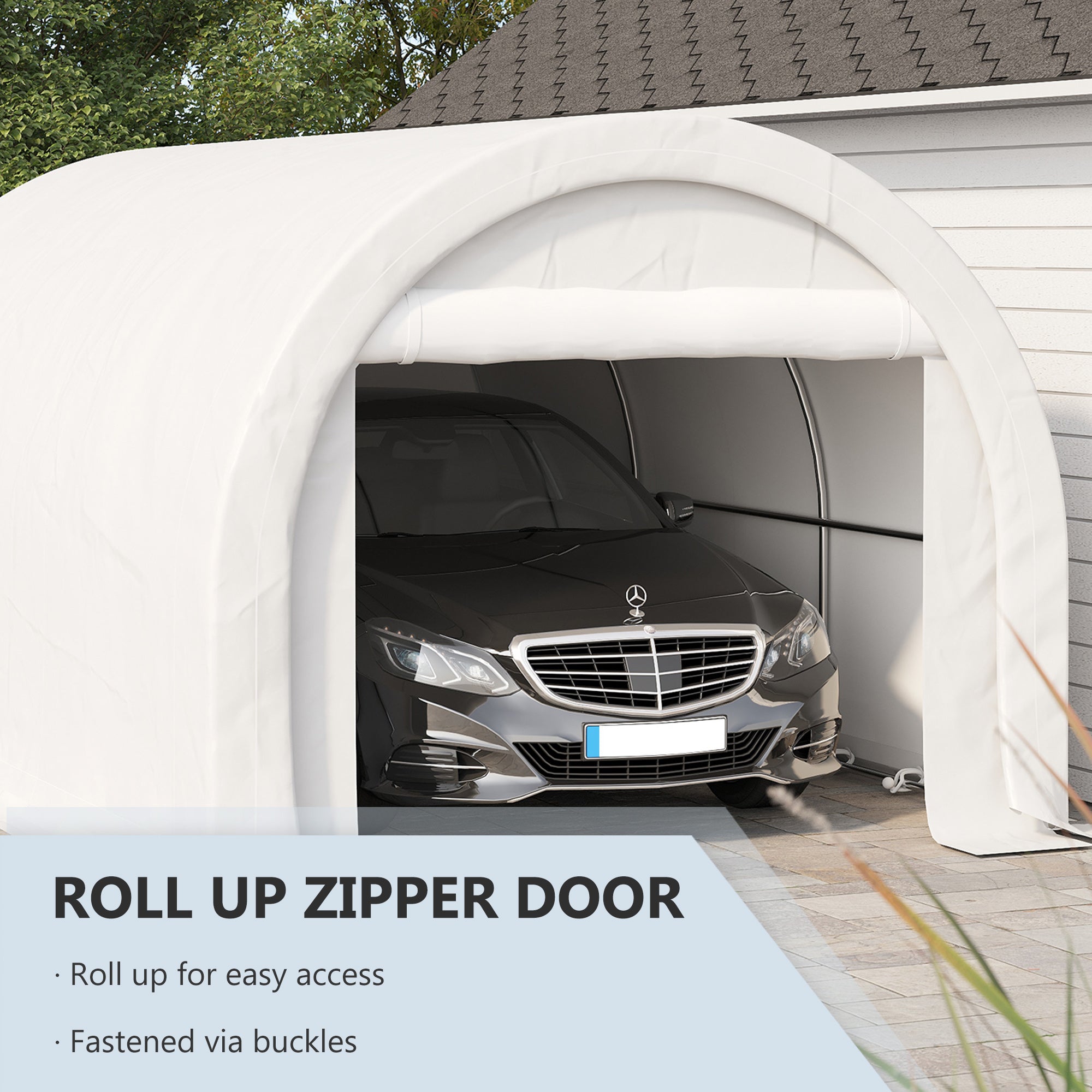 10' x 16' Heavy Duty Portable Carport Tent - White-DECOROLALA