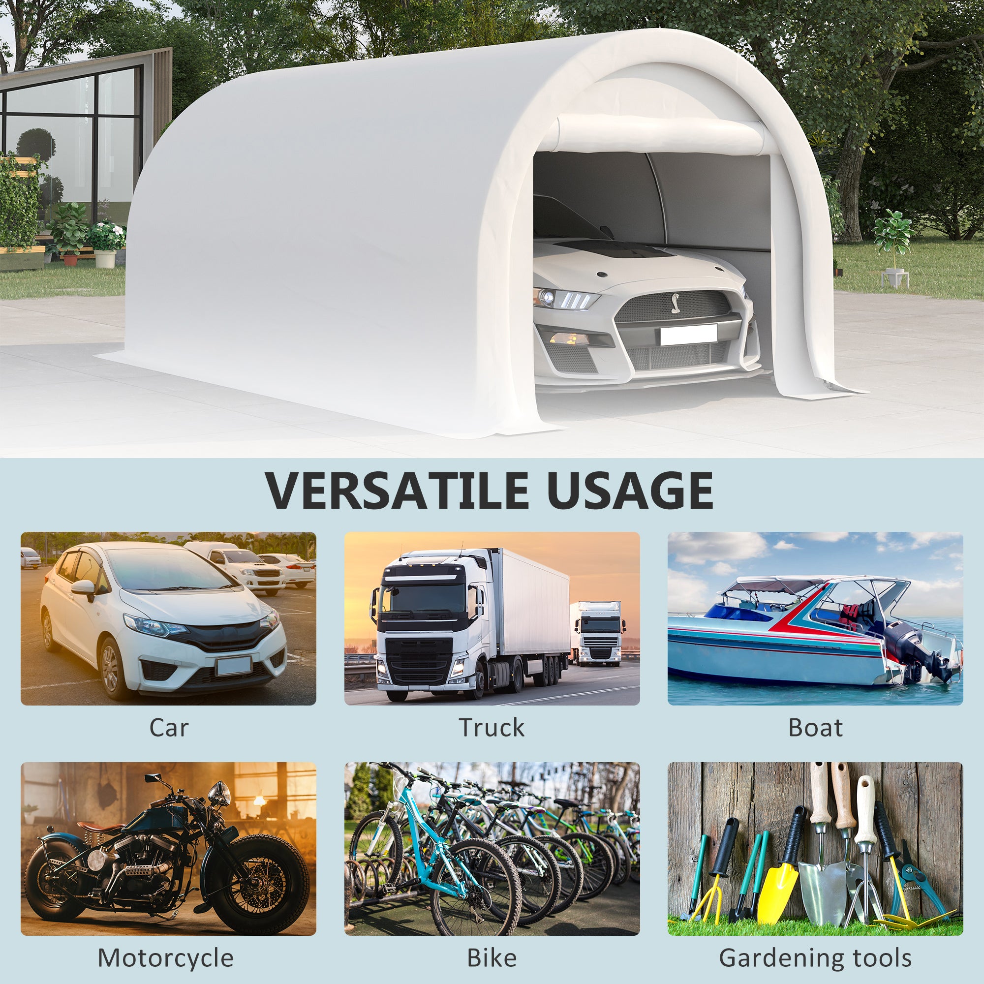 10' x 16' Heavy Duty Portable Carport Tent - White-DECOROLALA